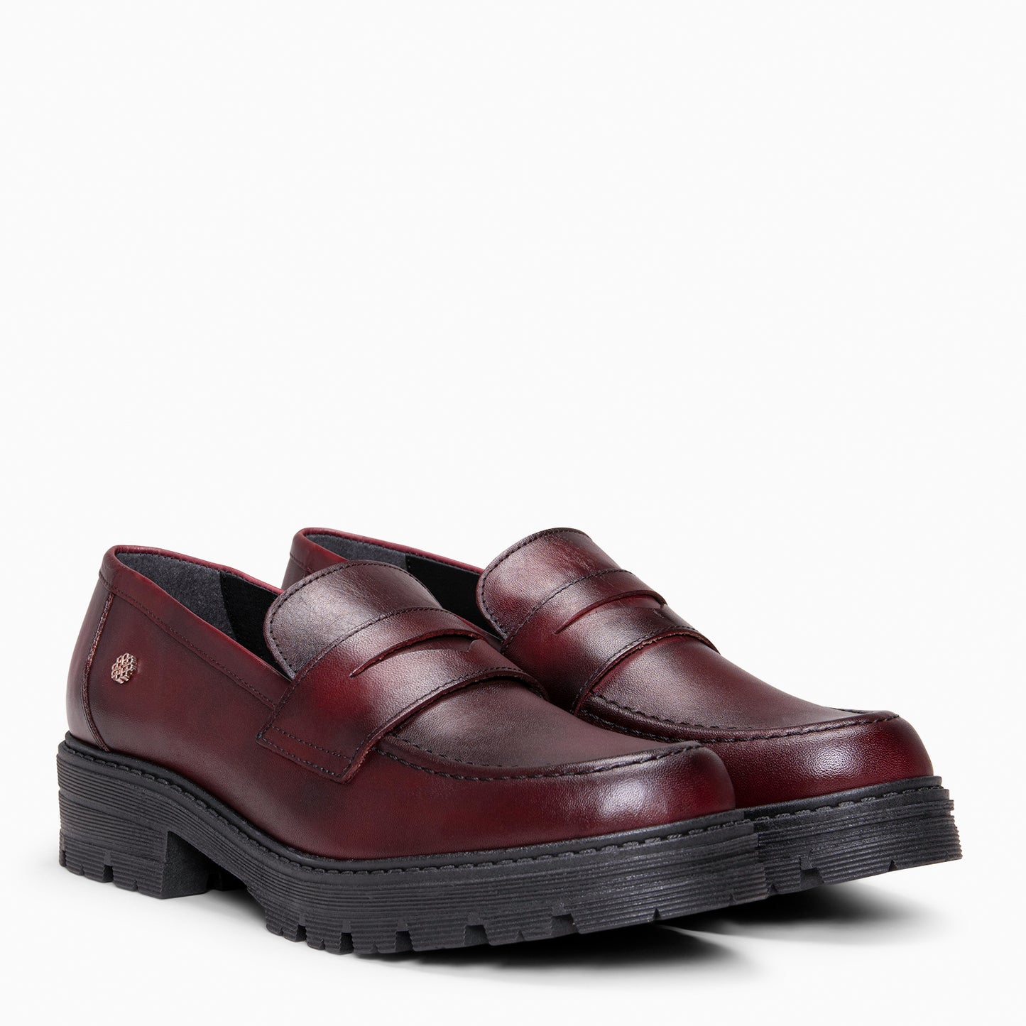 TRAVIS - Mocasin de piel de napa cepillada  BURDEOS