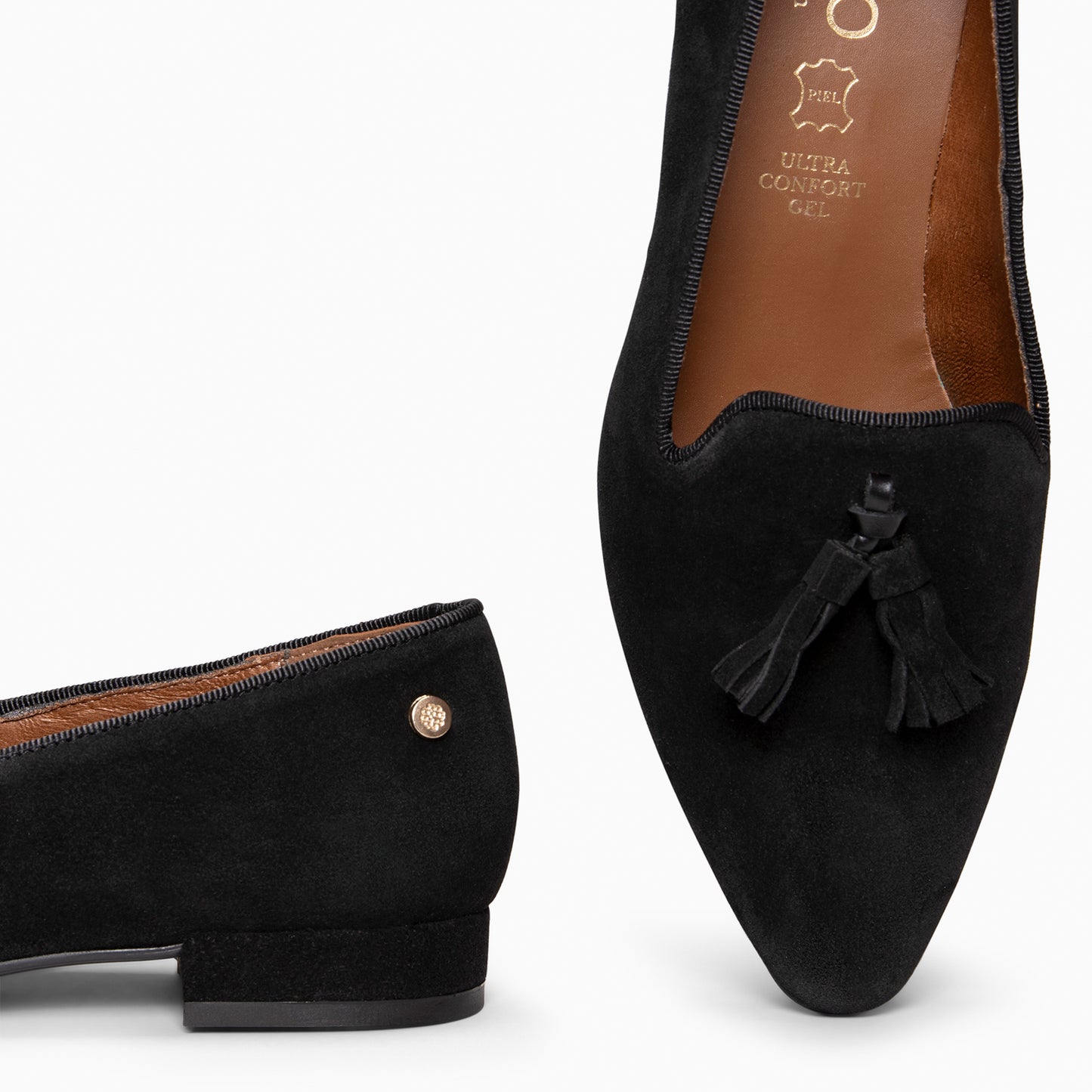 ADISA  – Mocasines de piel de serraje NEGRO