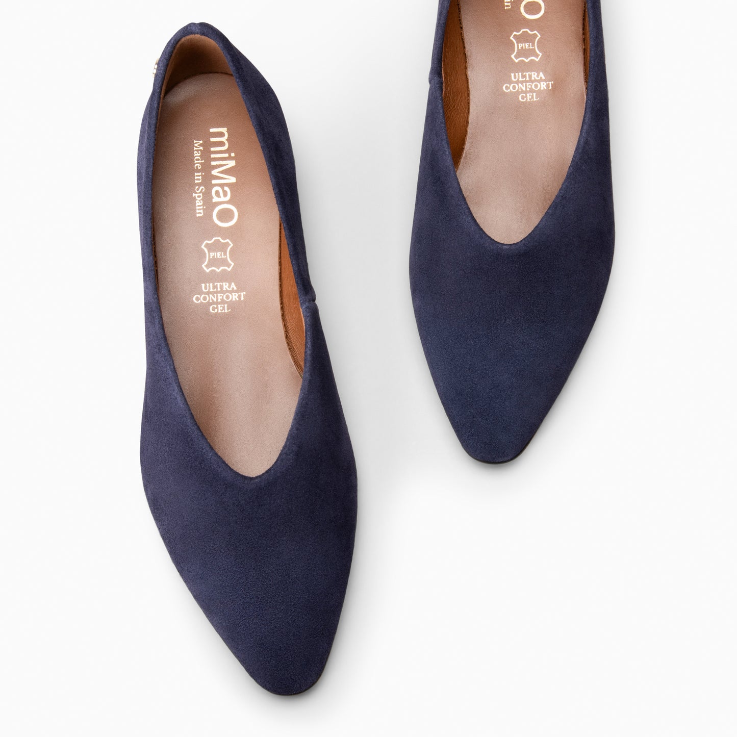 URBAN LACY – Bailarina con tacón bajo en piel de serraje MARINO