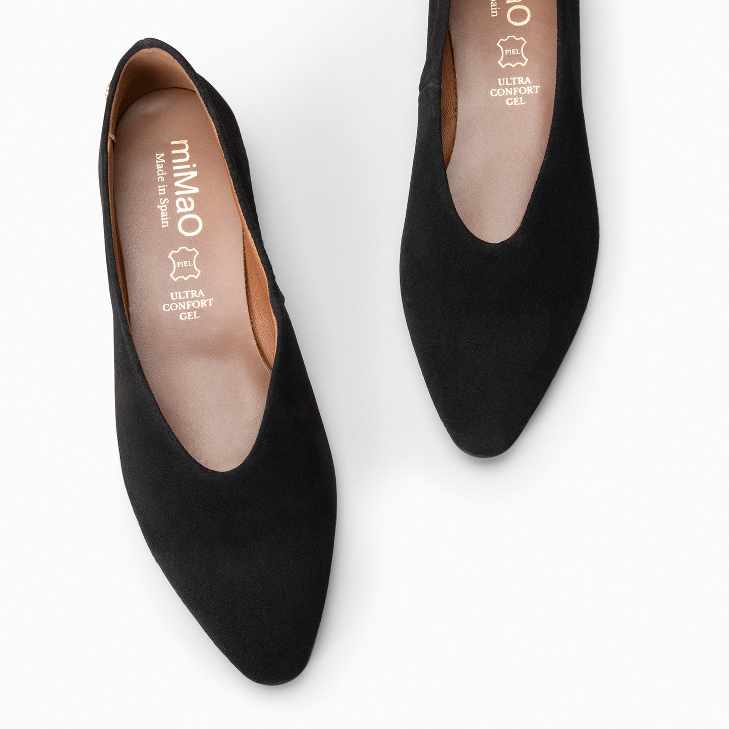 URBAN LACY – Bailarina con tacón bajo en piel de serraje NEGRO