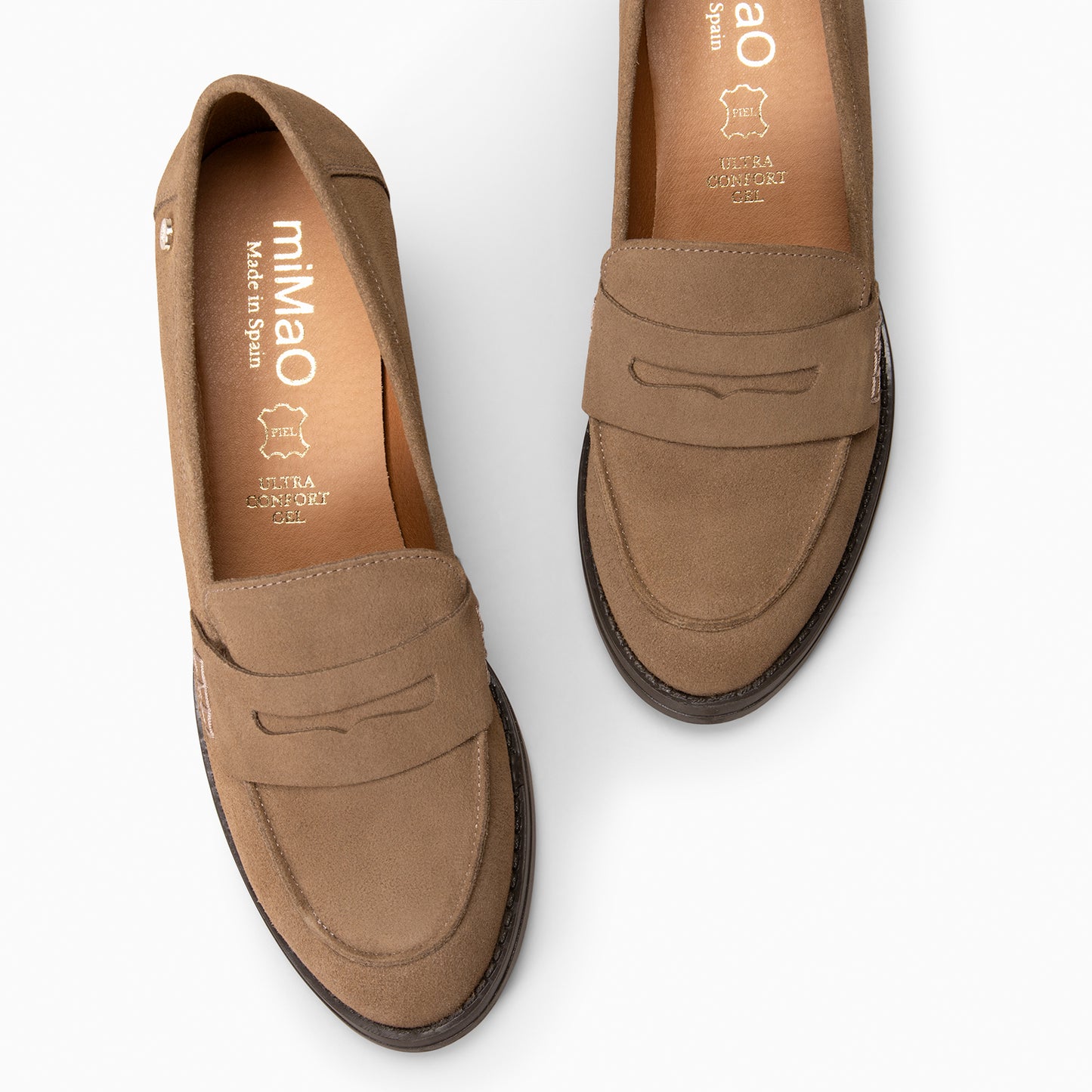 MOKA-Mocasín con tacón ancho TAUPE