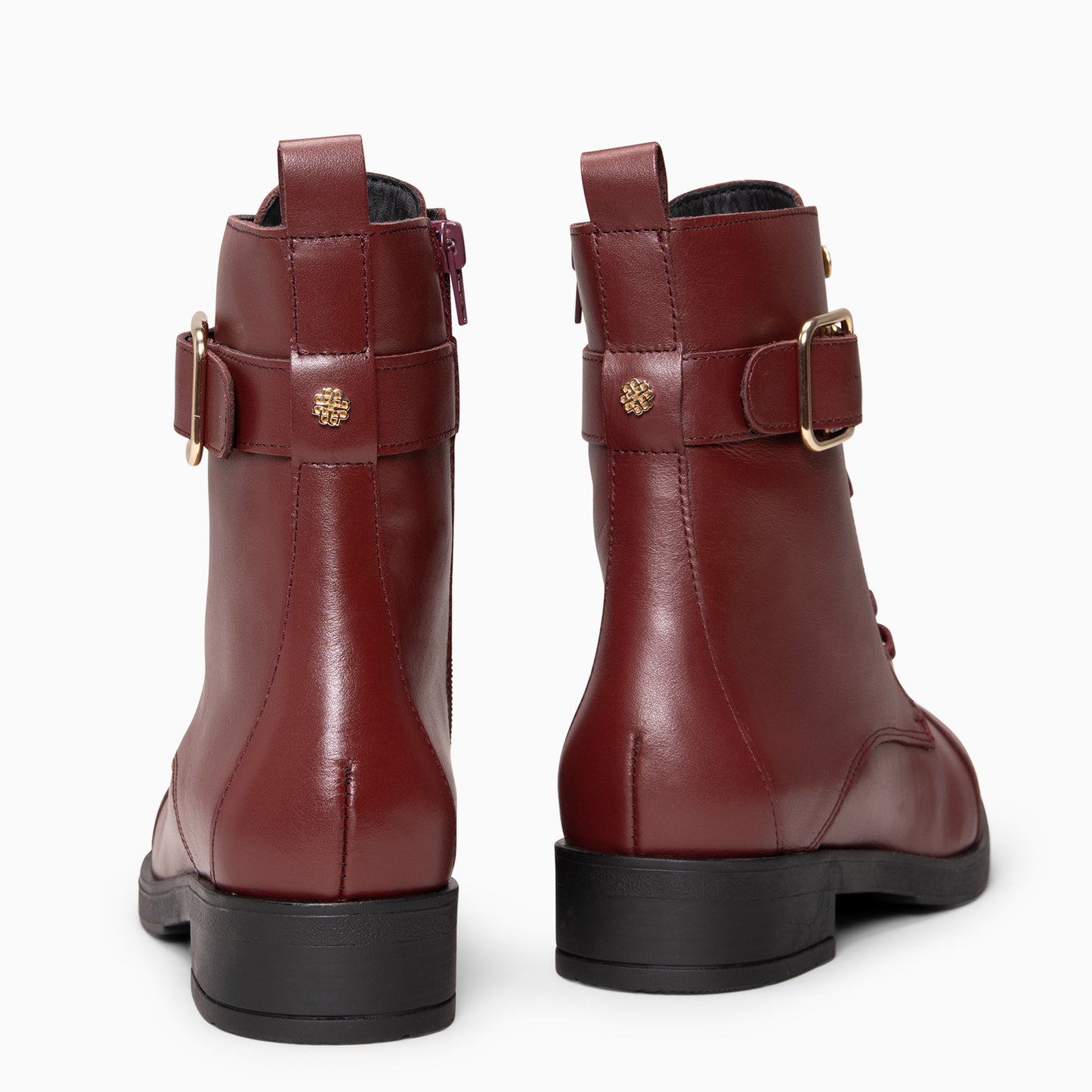 BELFAST – Botines con cordones de piel BURDEOS