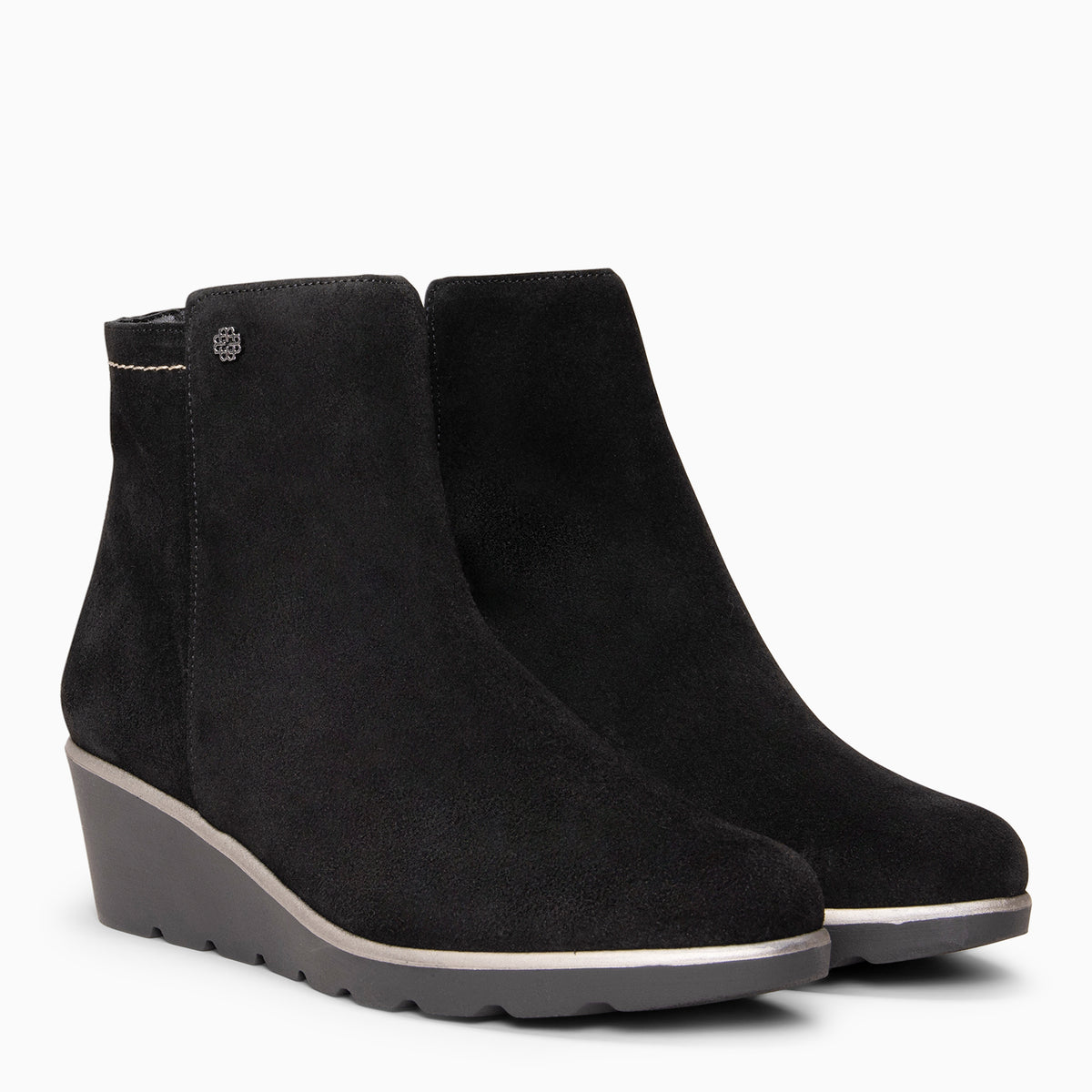 LULEA - Botines con cuña de piel hidrófugos NEGRO