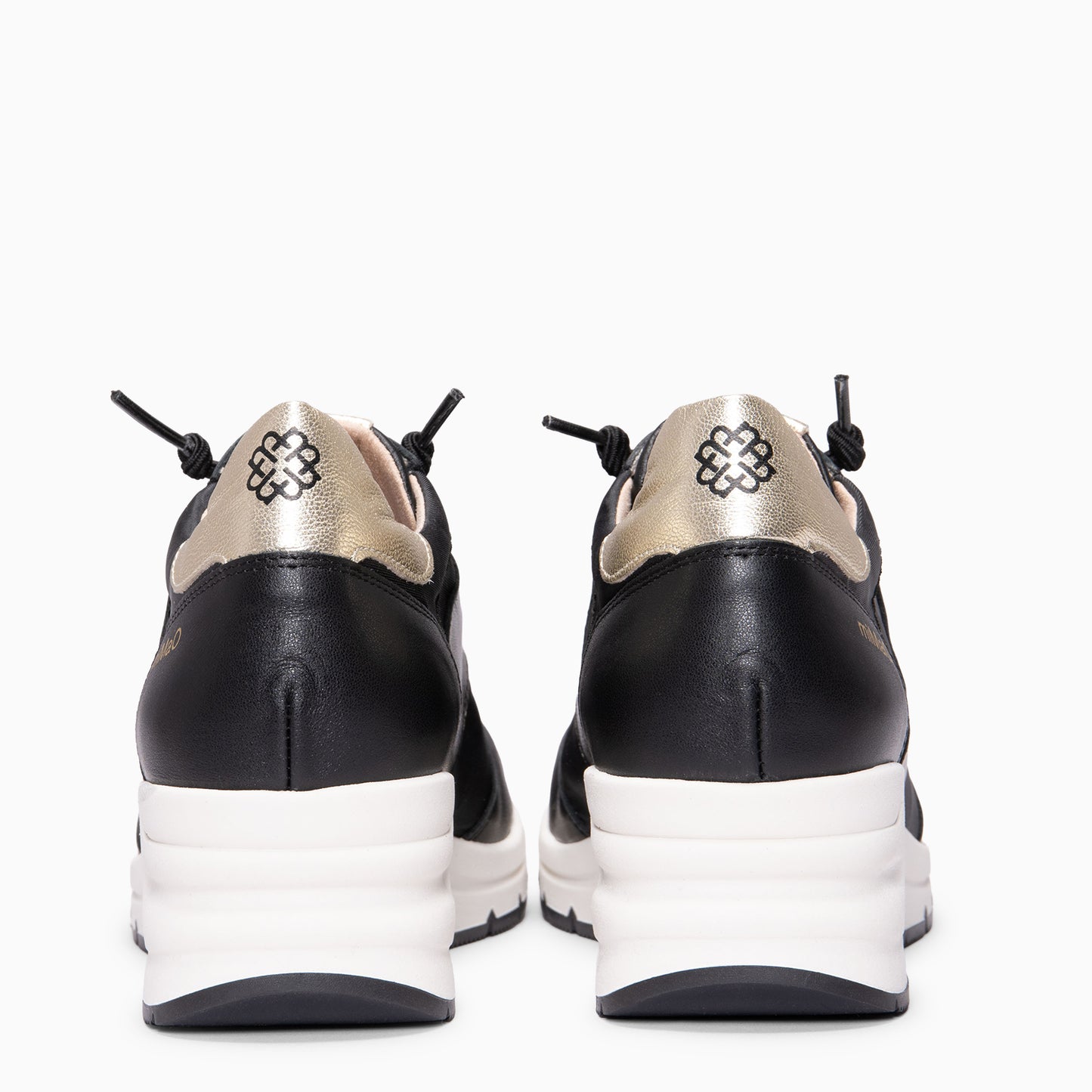 CAEN - Zapatillas con cuña en materiales combinados NEGRO