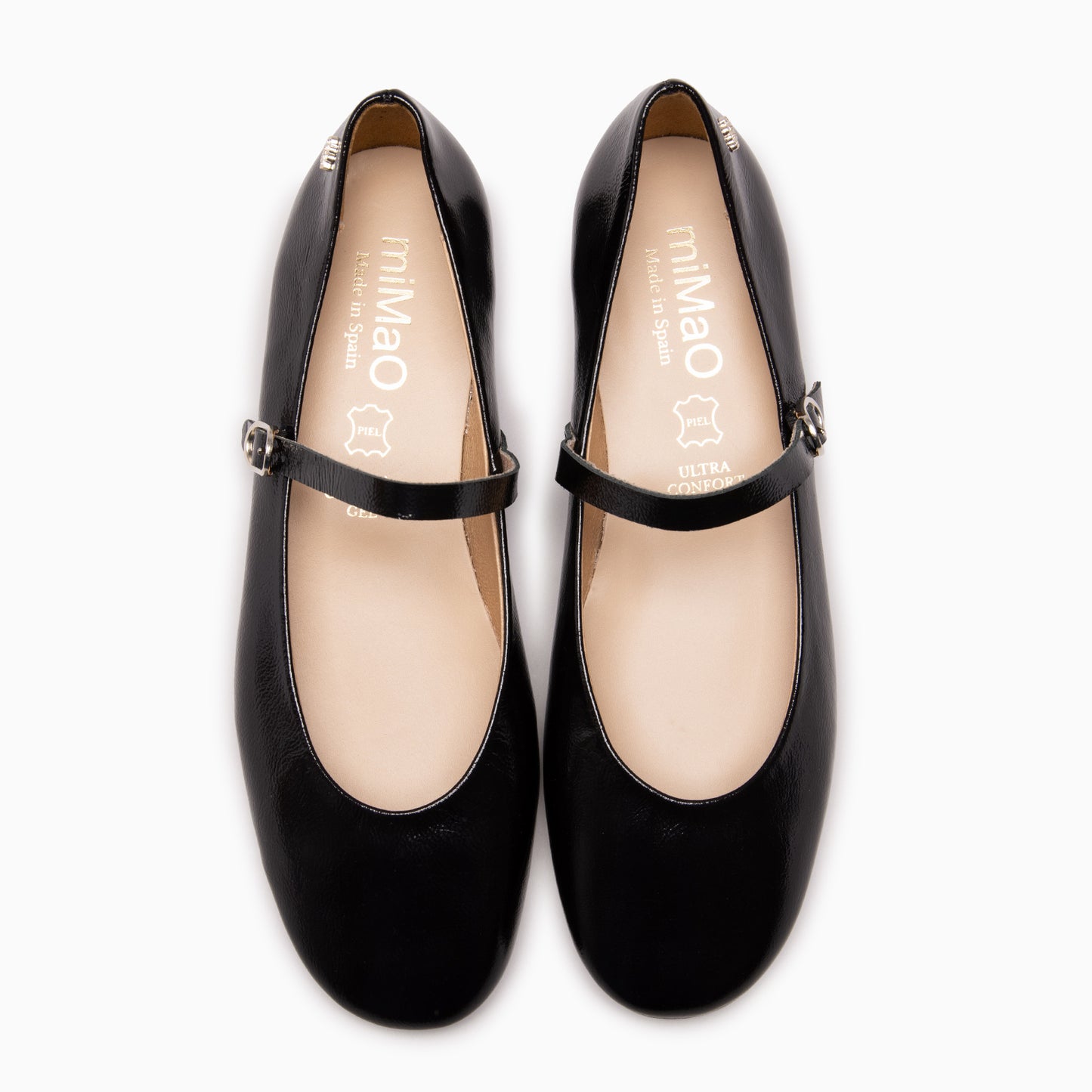 ZOE - Mary Jane con tira decorativa en charol NEGRO