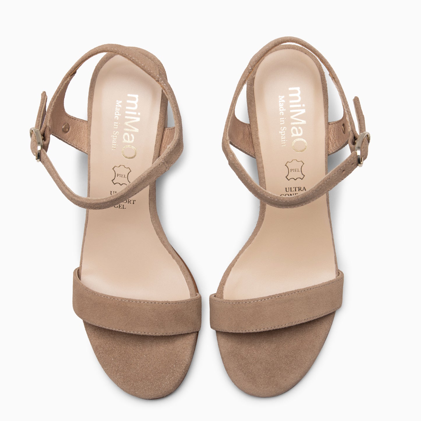 KEILA - Sandalias de Tacón Medio de Ante TAUPE