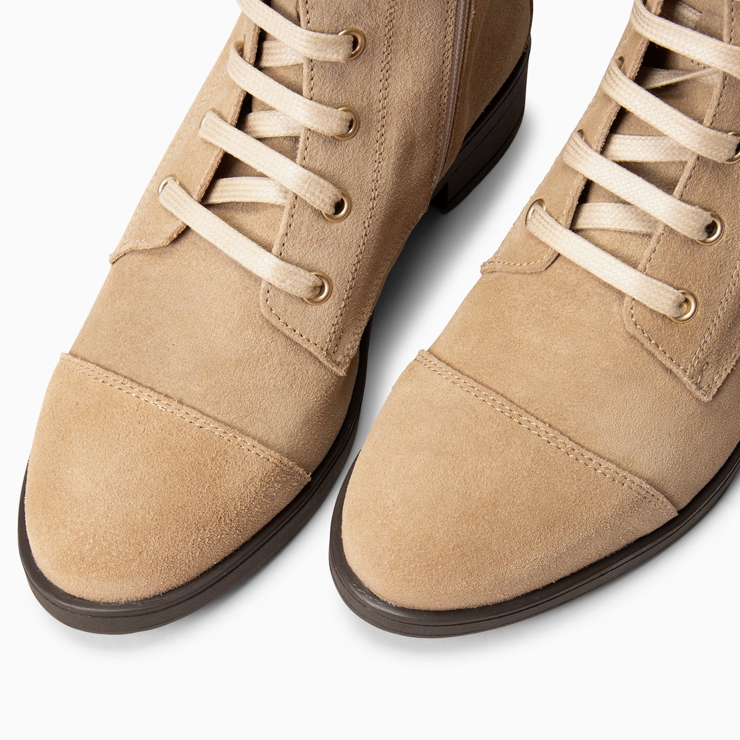 BELFAST – Botines con cordones de piel  BEIGE