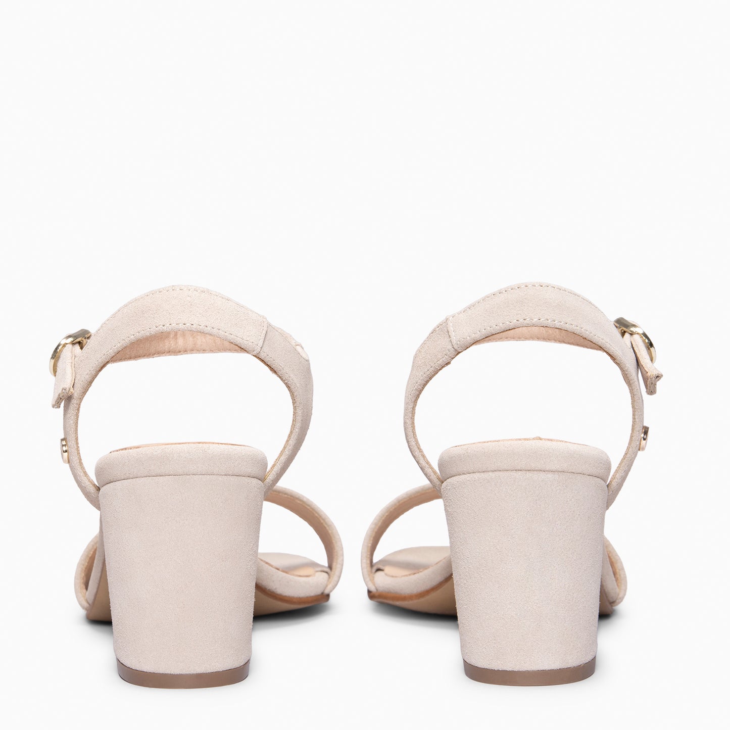 KEILA - Sandalias de Tacón Medio de Ante BEIGE