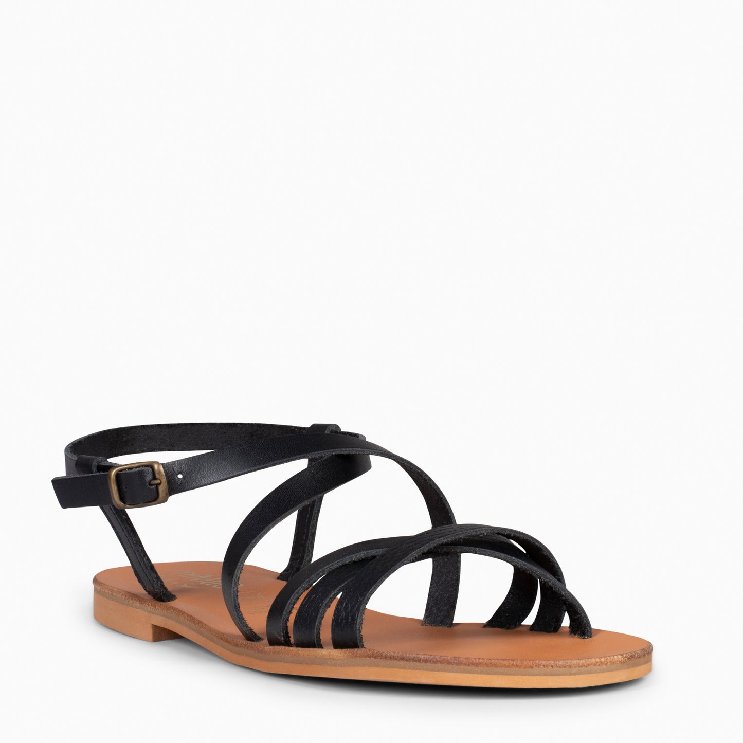 IXORA - Sandalias planas de mujer con hebilla NEGRO