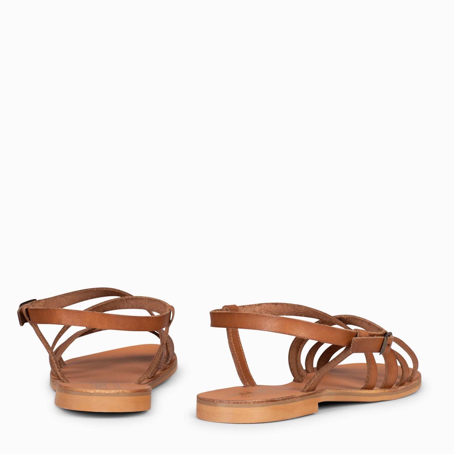IXORA - Sandalias planas de mujer con hebilla CAMEL