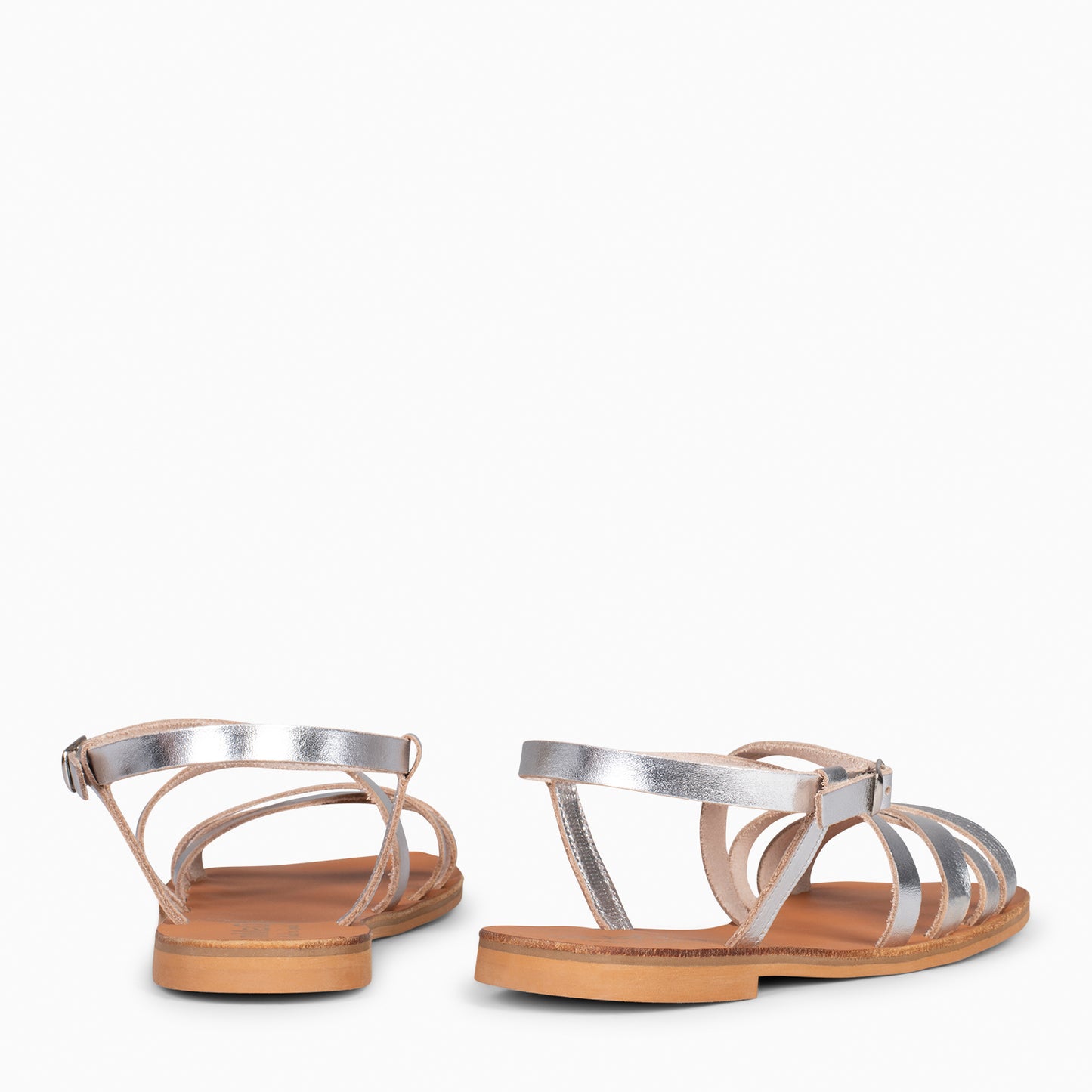 IXORA - Sandalias planas de mujer con hebilla PLATA