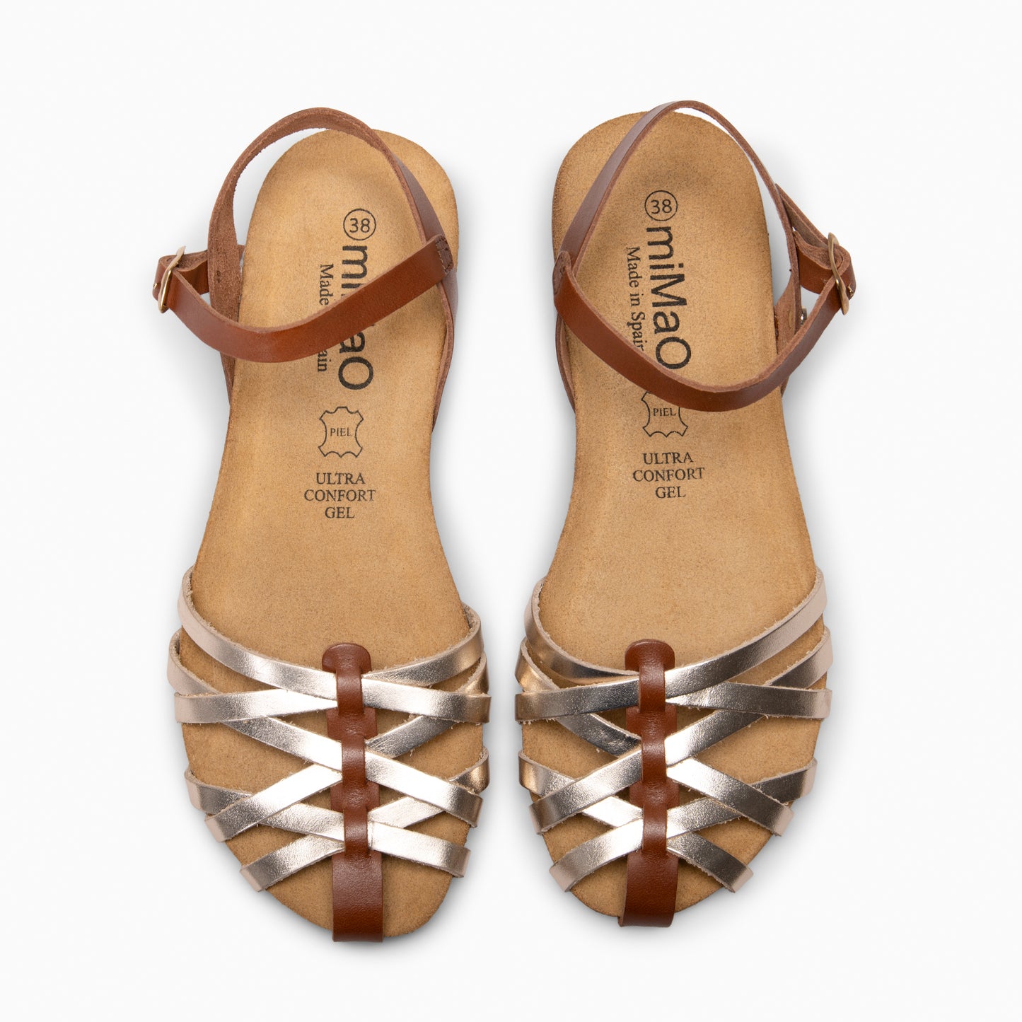 BEACH - Sandalias planas de tiras PLATINO