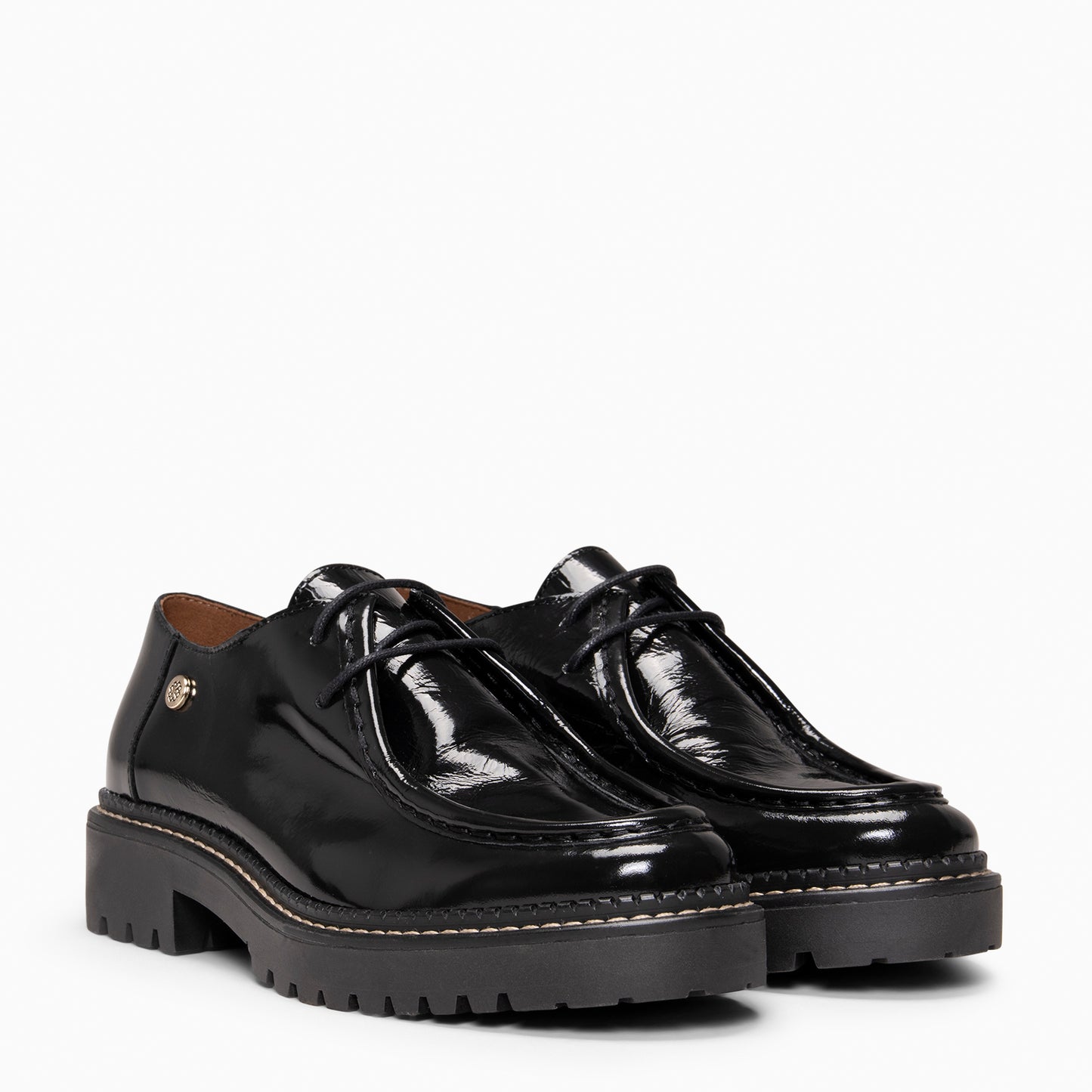 YALE – Mocasín con suela track con cordones NEGRO CHAROL