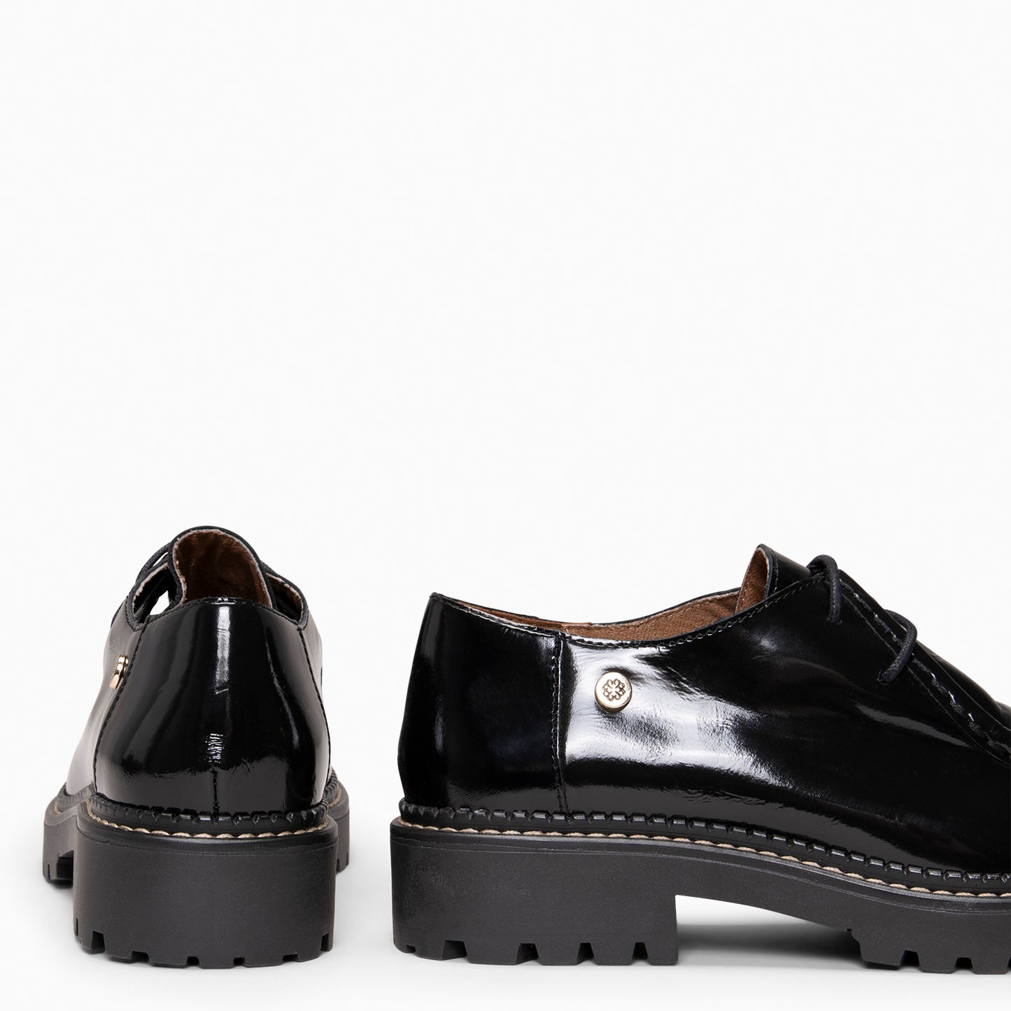 YALE – Mocasín con suela track con cordones NEGRO CHAROL