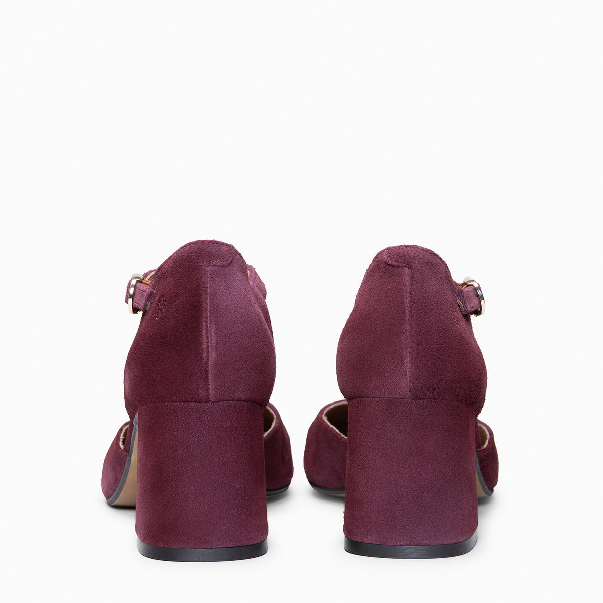 AZUCENA - Zapatos Salomé con tacón Baresoft de ante BURDEOS