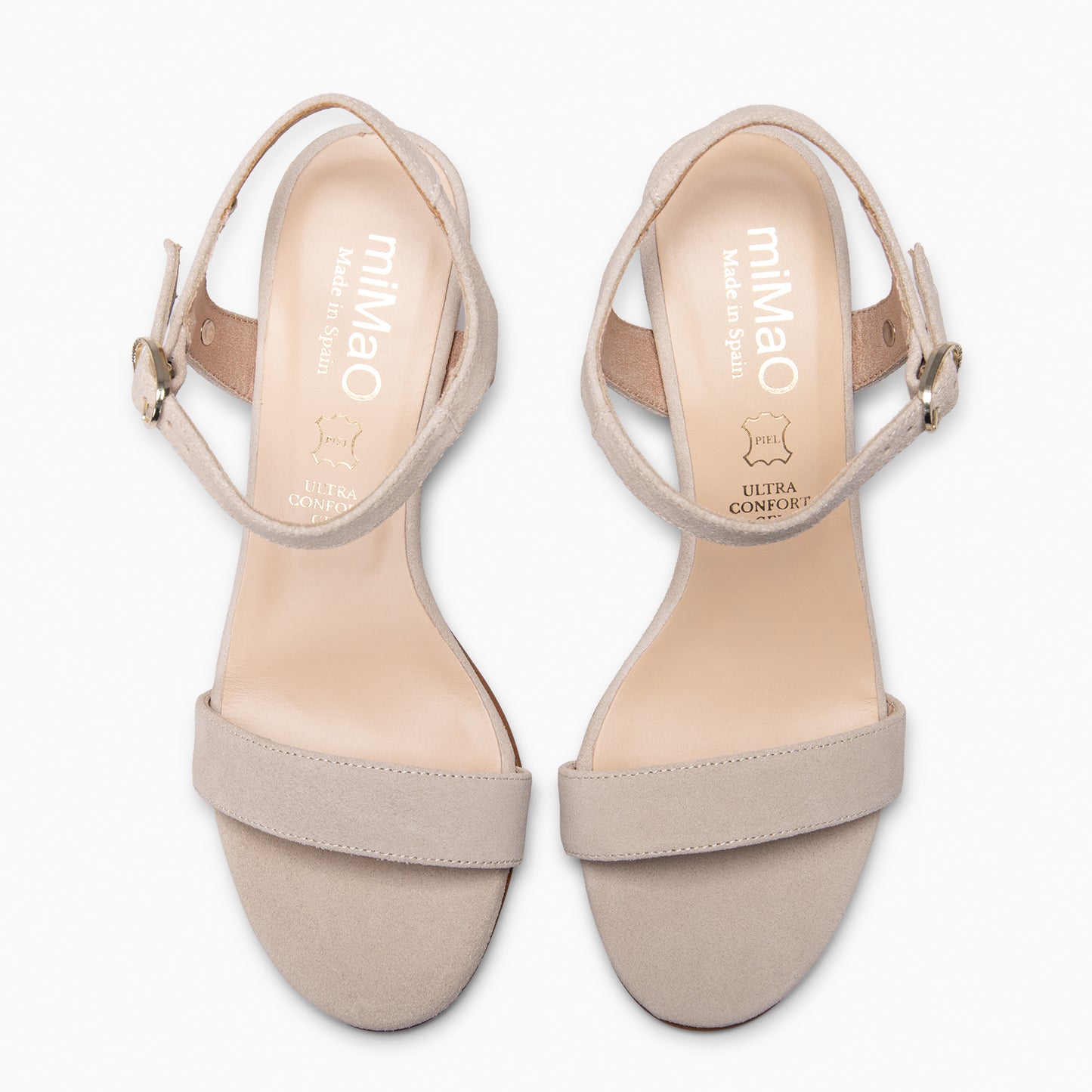 KEILA - Sandalias de Tacón Medio de Ante BEIGE