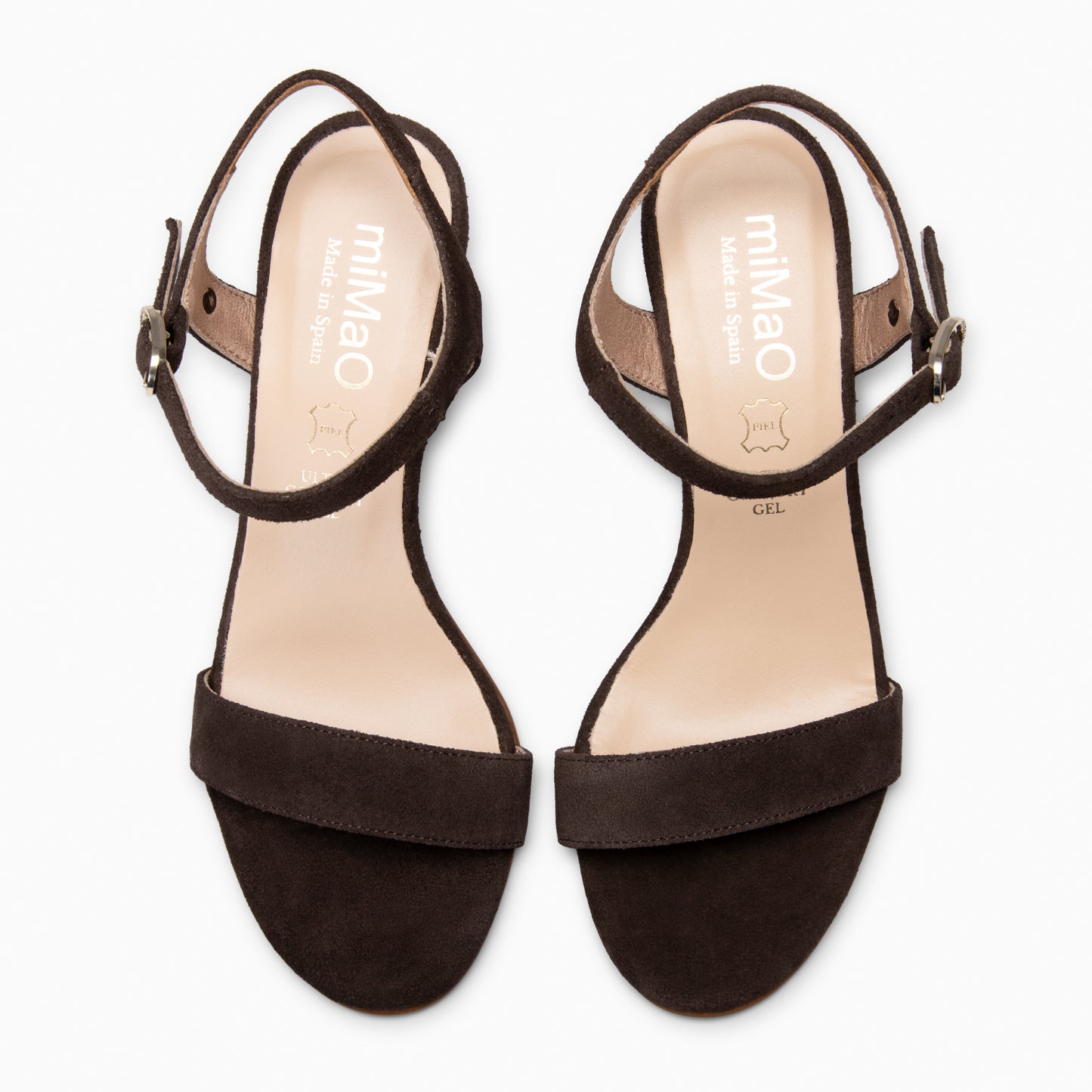 KEILA - Sandalias de Tacón Medio de Ante MARRON