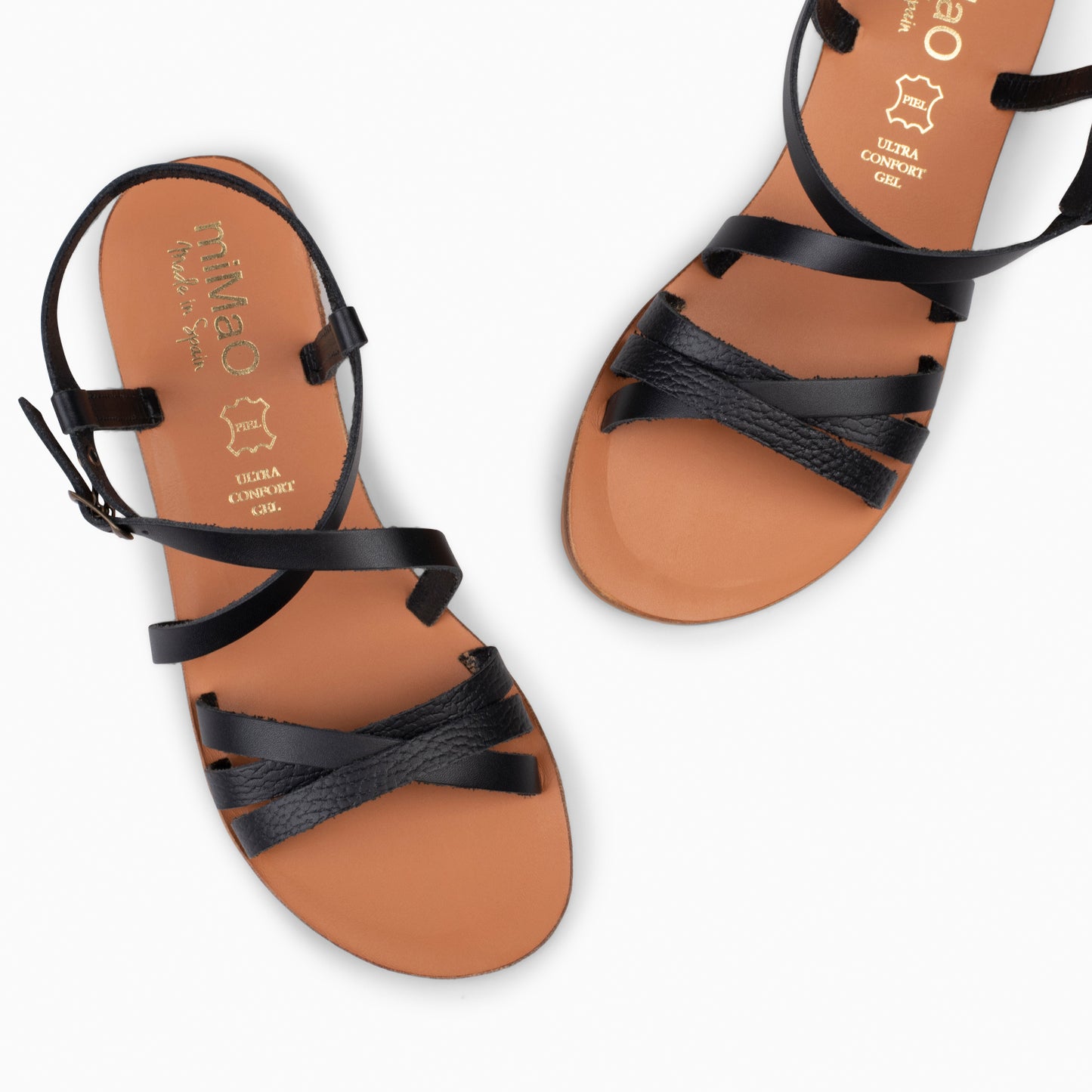 IXORA - Sandalias planas de mujer con hebilla NEGRO