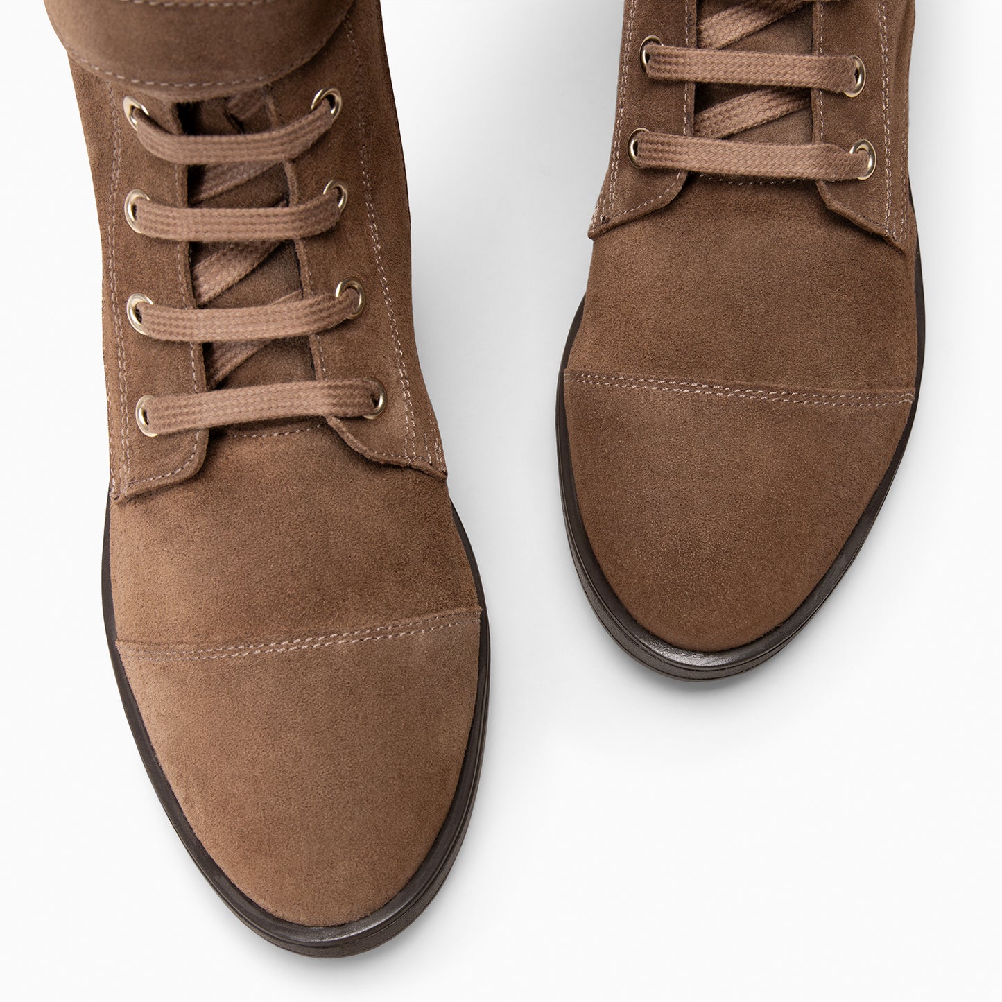 BELFAST – Botines con cordones de piel  TAUPE