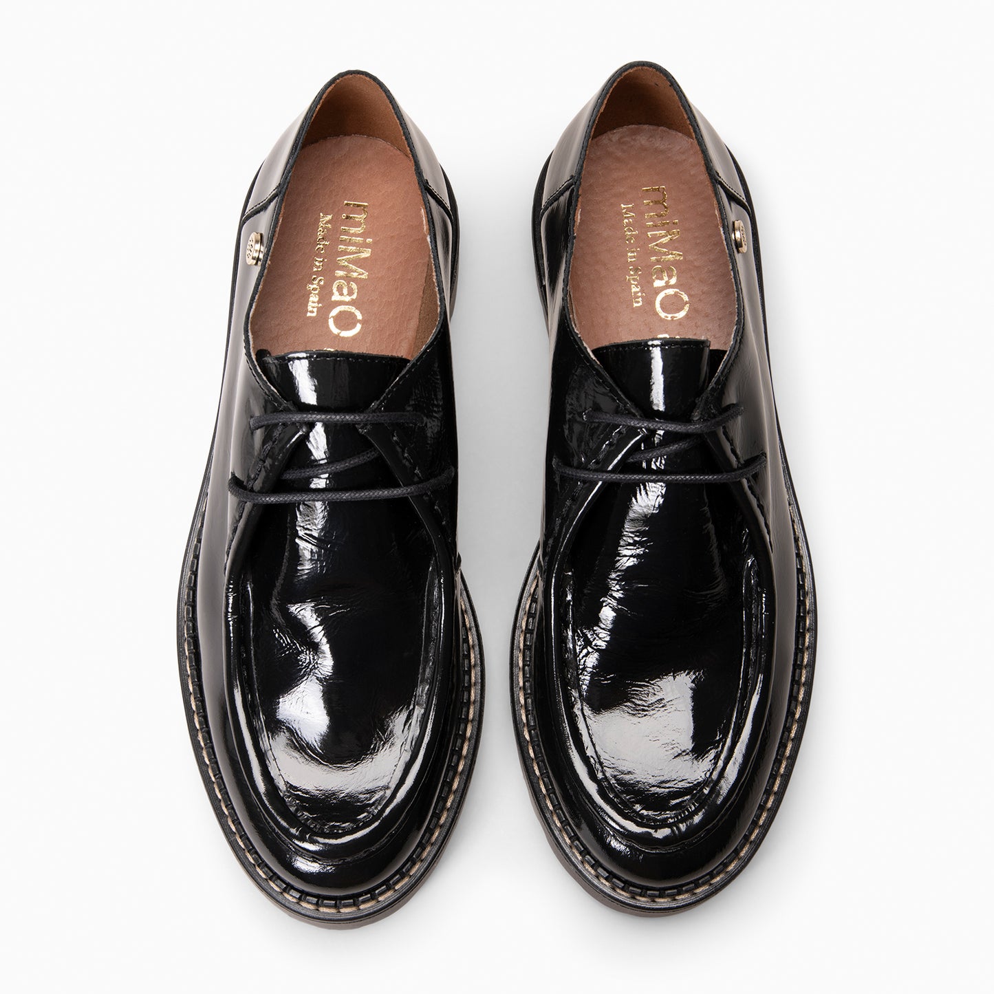YALE – Mocasín con suela track con cordones NEGRO CHAROL