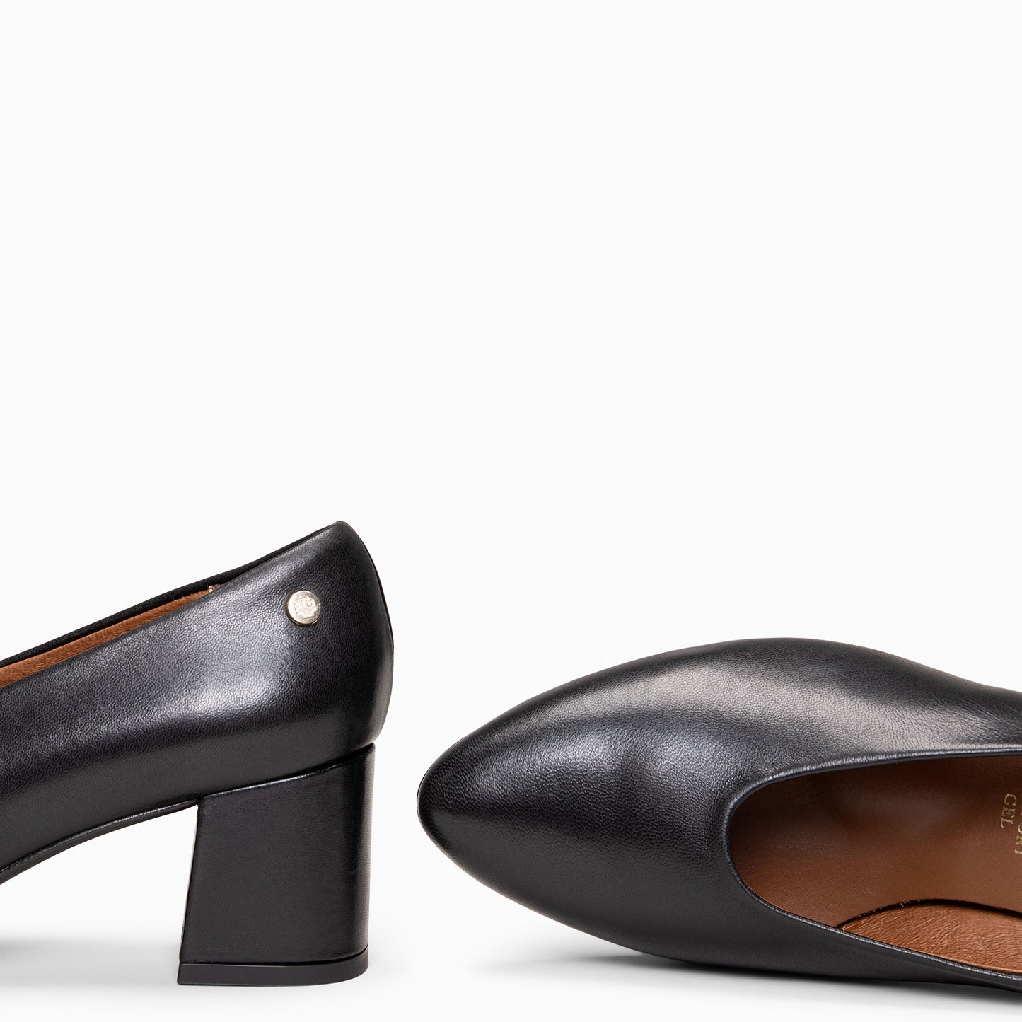 URBAN STYLE NAPA – Zapato de tacón ancho en piel NEGRO