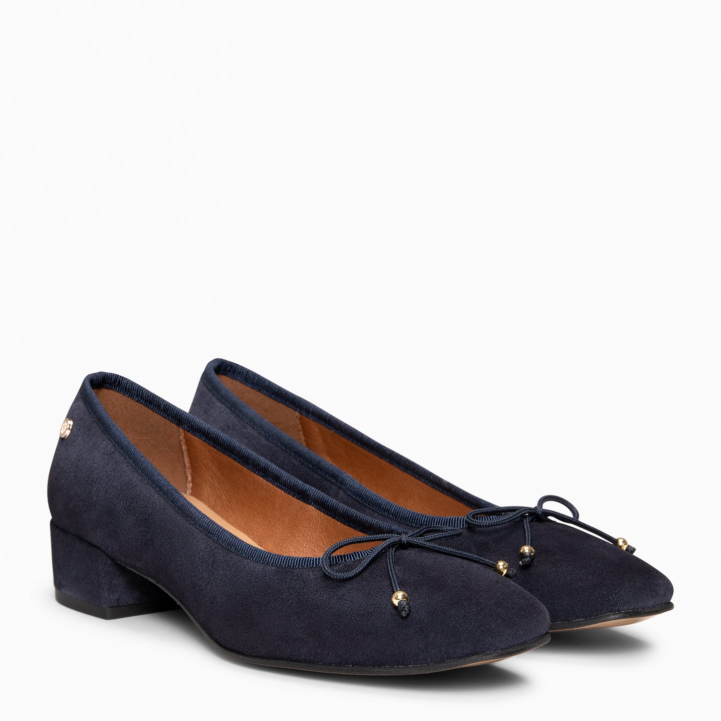 NINA– Bailarina de tacón bajo en piel de serraje MARINO