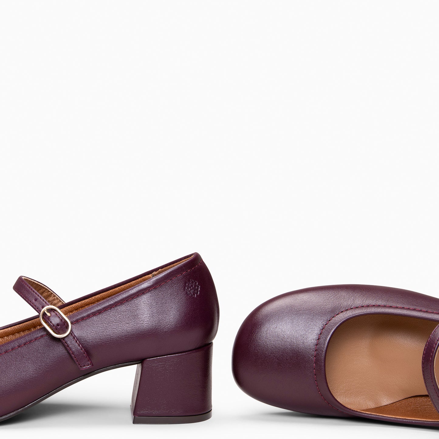 ROSALIA - mercedita de tacón ancho tipo barefoot BURDEOS