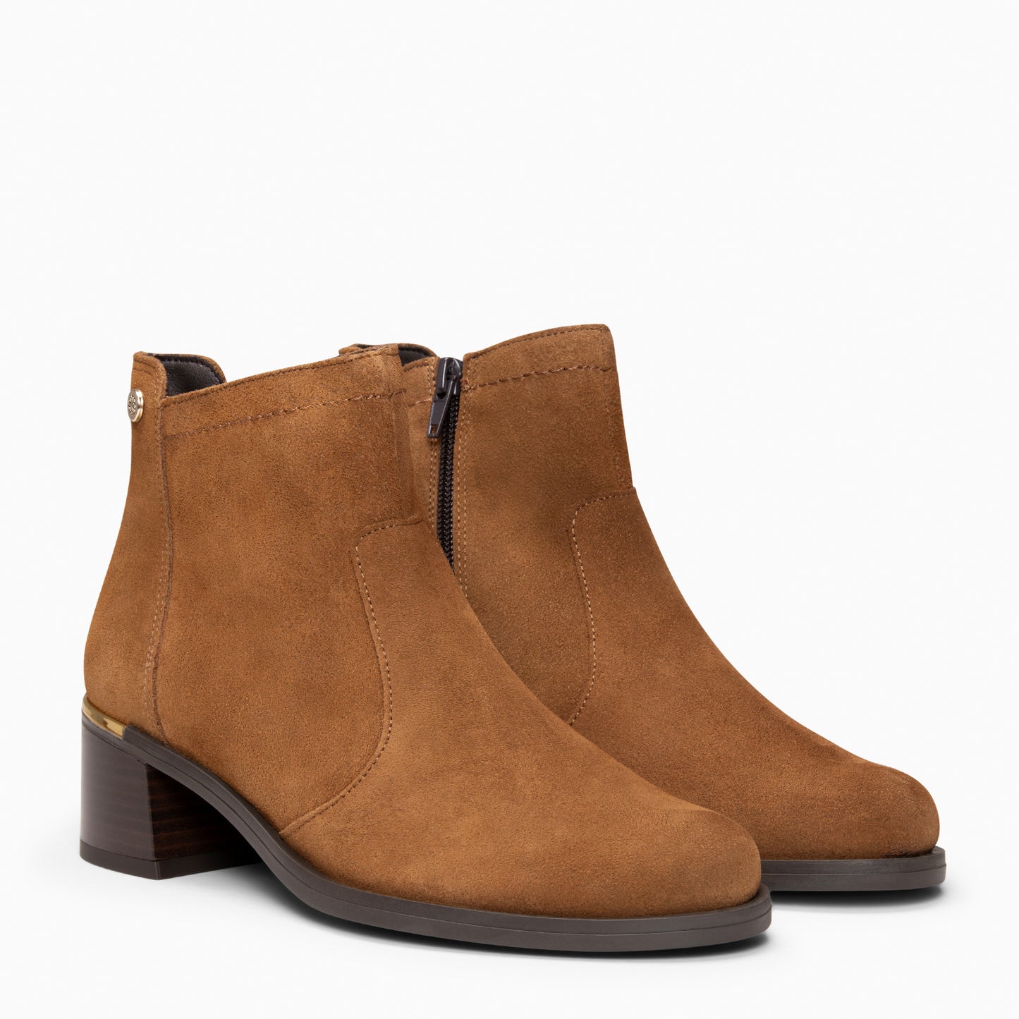 NIXIE – botines de tacón bajo para mujer  CUERO