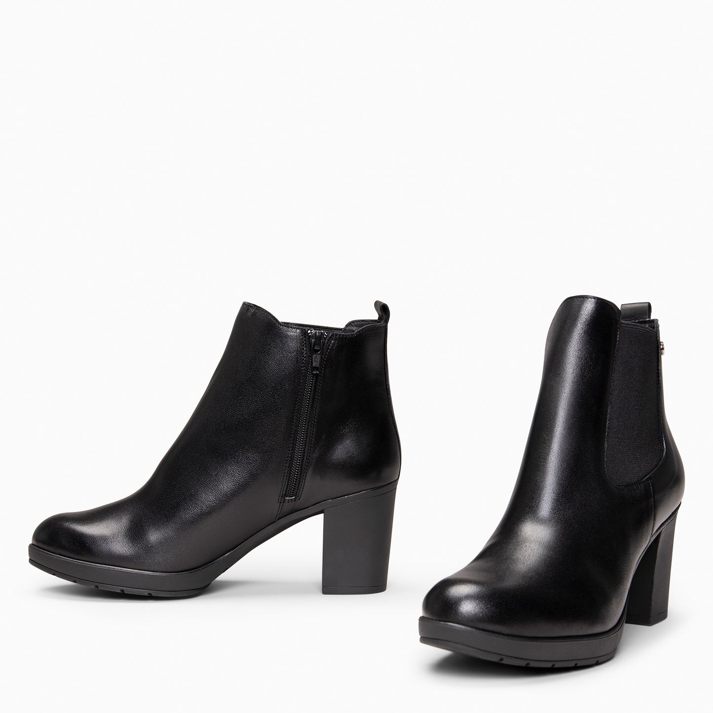 SABRINA – Botin de tacón alto con elástico lateral  NEGRO