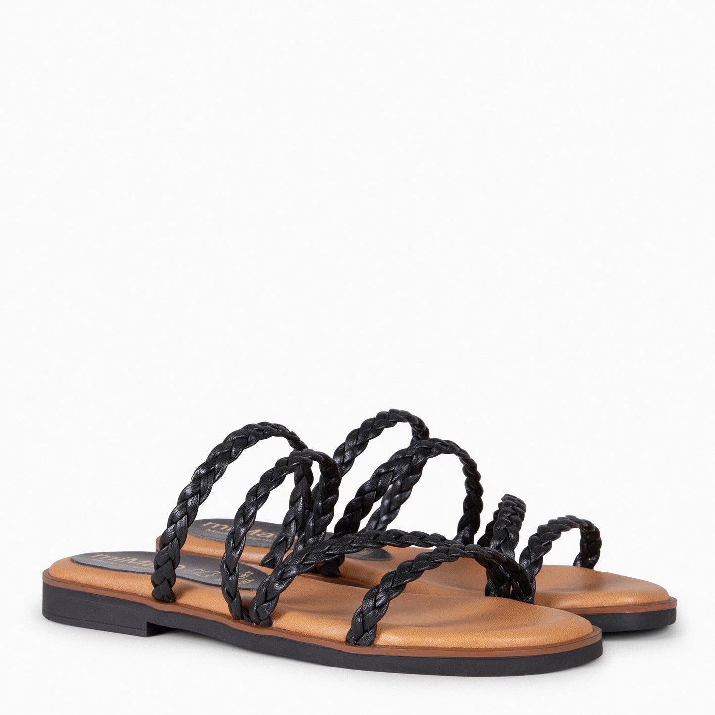 HIDRA - Sandalias planas trenzadas NEGRO