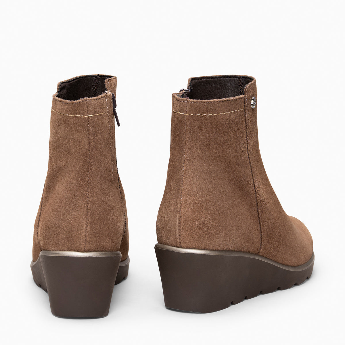 LULEA - Botines con cuña de piel hidrófugos TAUPE