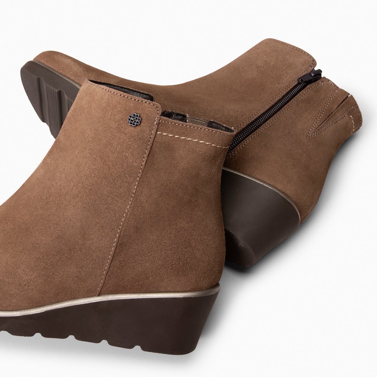 LULEA - Botines con cuña de piel hidrófugos TAUPE