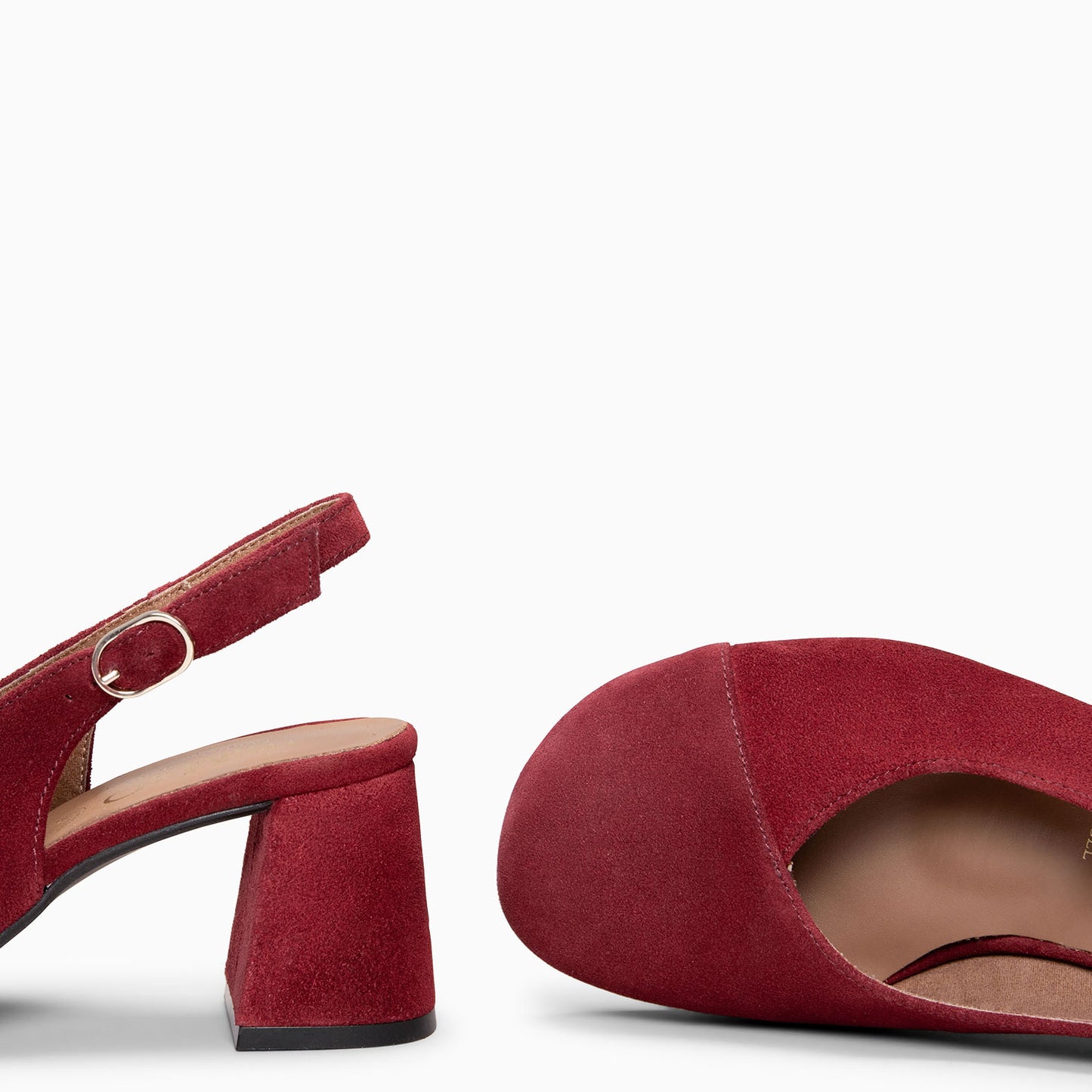 VEGA – Zapato de tacón ancho destalonado estilo barefoot BURDEOS