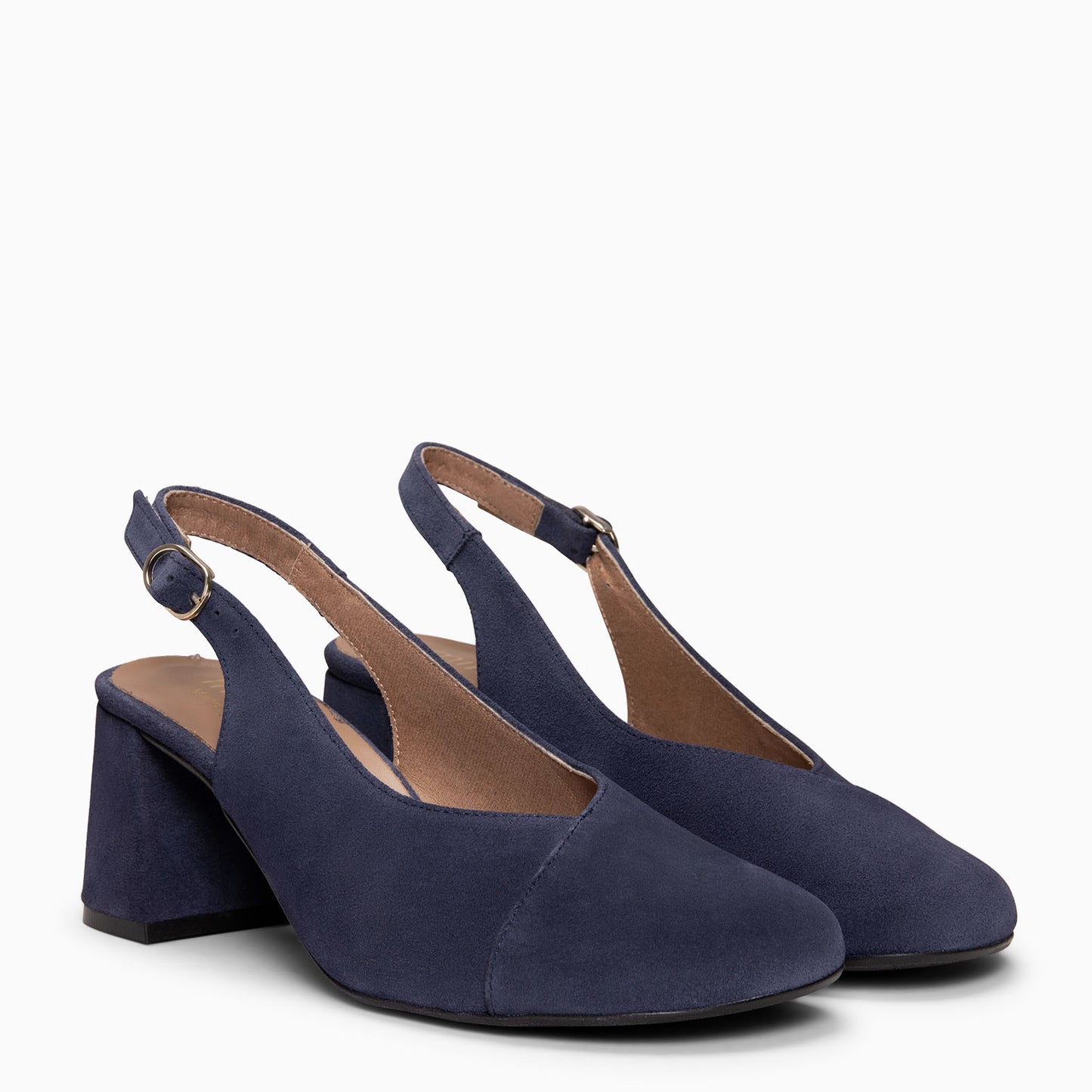 VEGA – Zapato de tacón ancho destalonado estilo barefoot MARINO