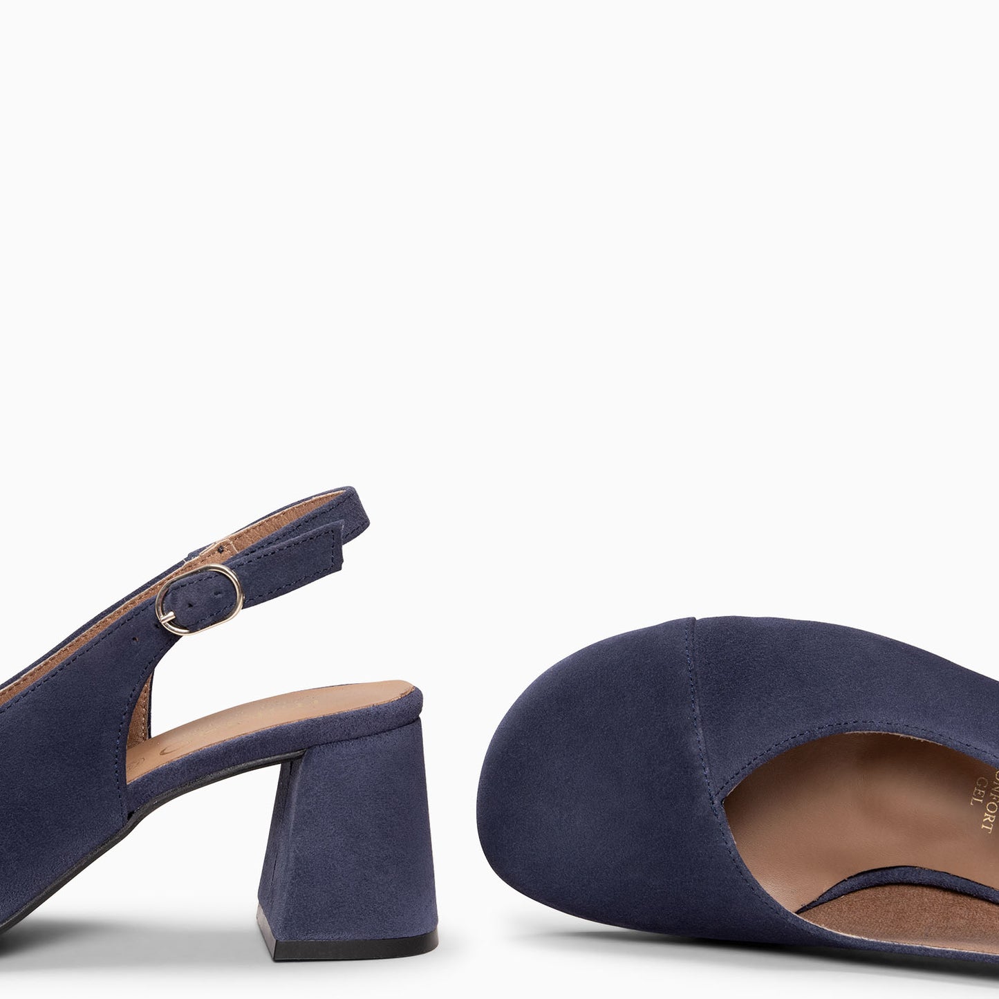 VEGA – Zapato de tacón ancho destalonado estilo barefoot MARINO