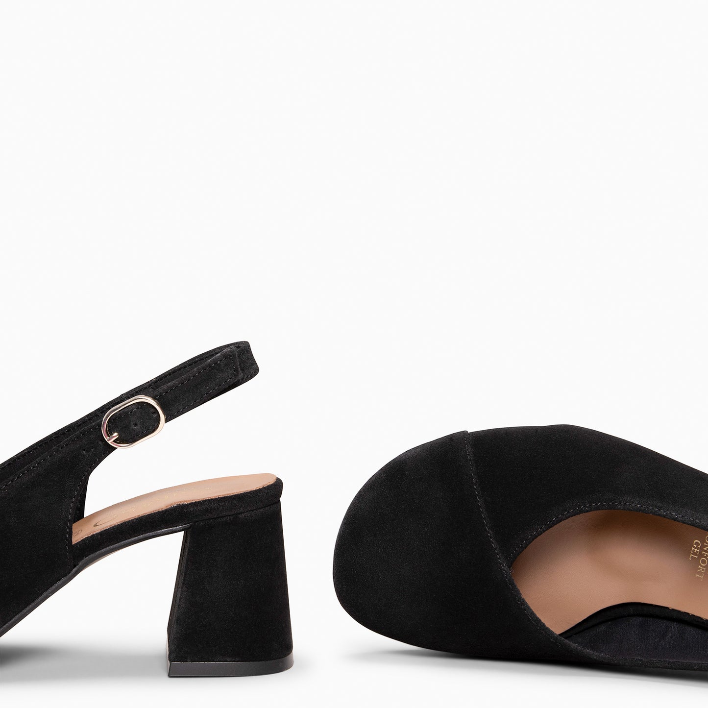 VEGA – Zapato de tacón ancho destalonado estilo barefoot NEGRO