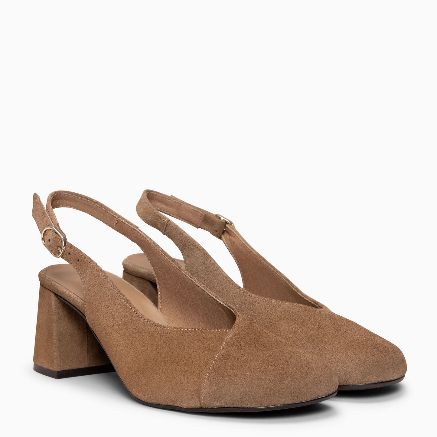 VEGA – Zapato de tacón ancho destalonado estilo barefoot TAUPE