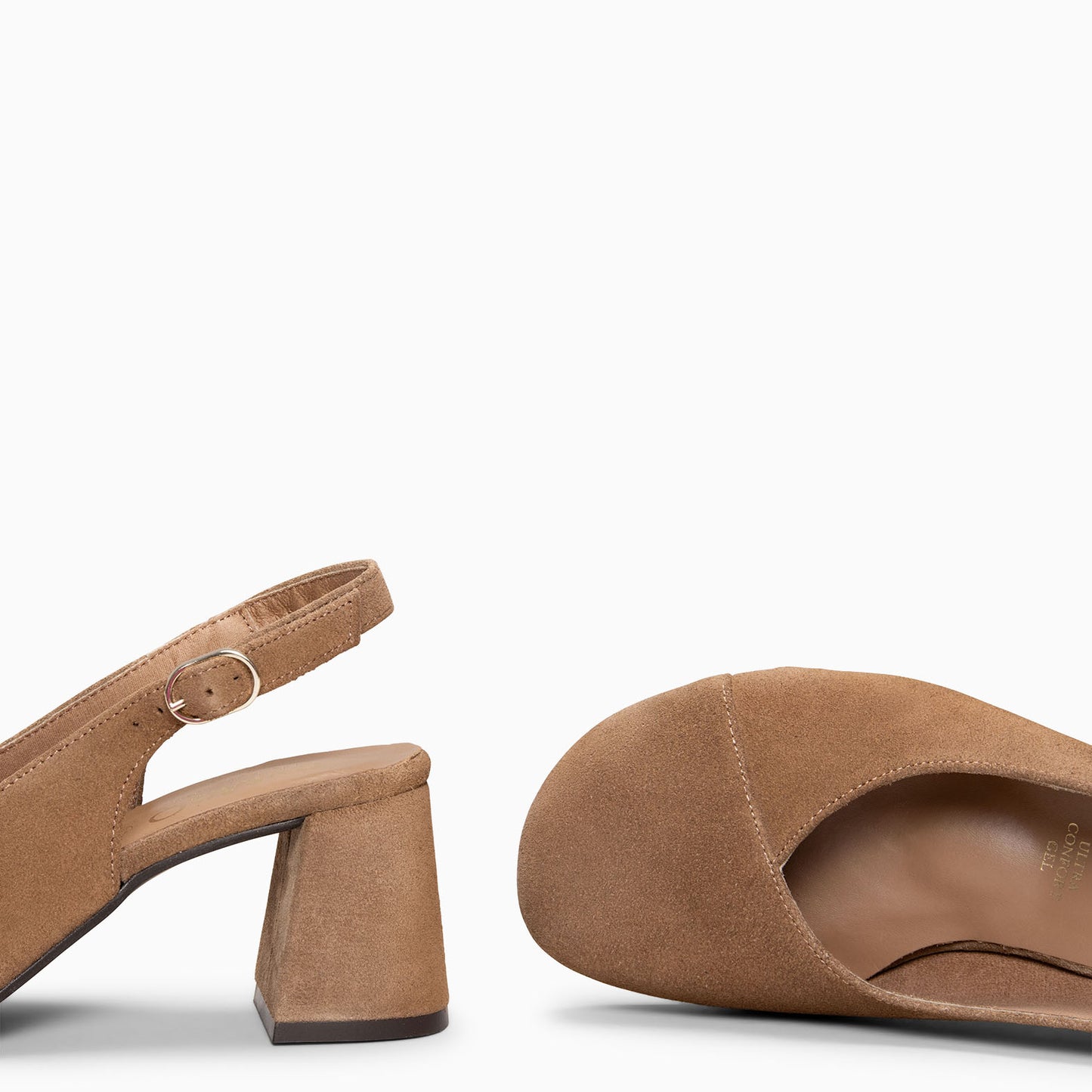 VEGA – Zapato de tacón ancho destalonado estilo barefoot TAUPE