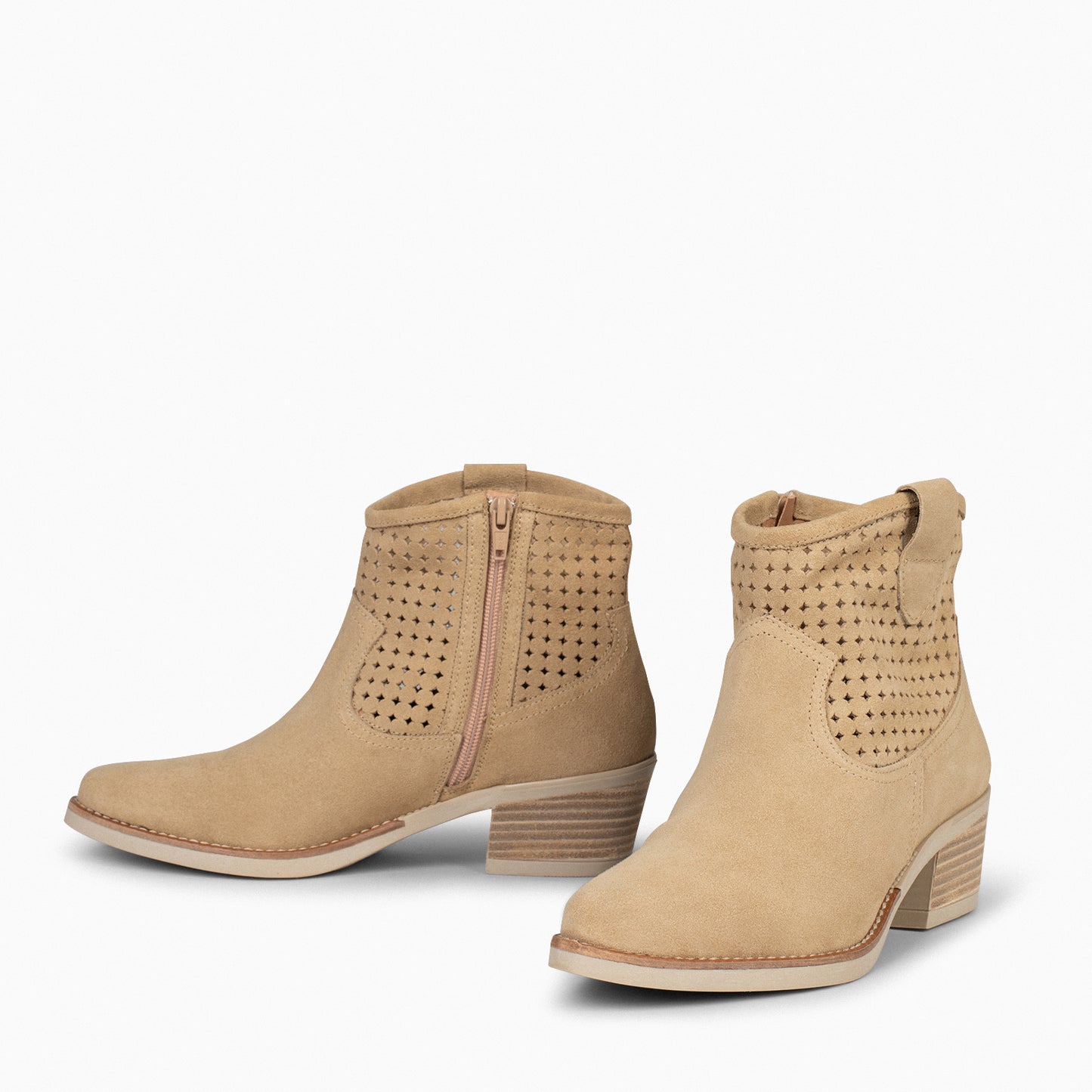 HOUSTON – Botines cowboy con tacón BEIGE