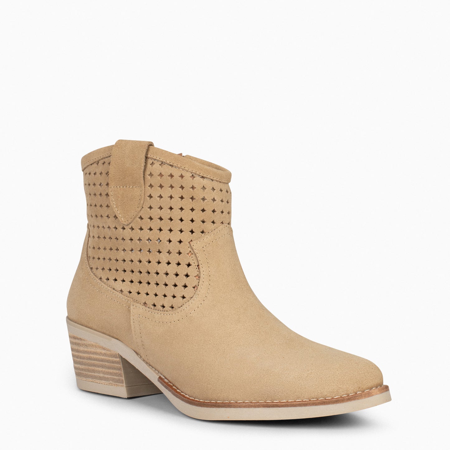 HOUSTON – Botines cowboy con tacón BEIGE