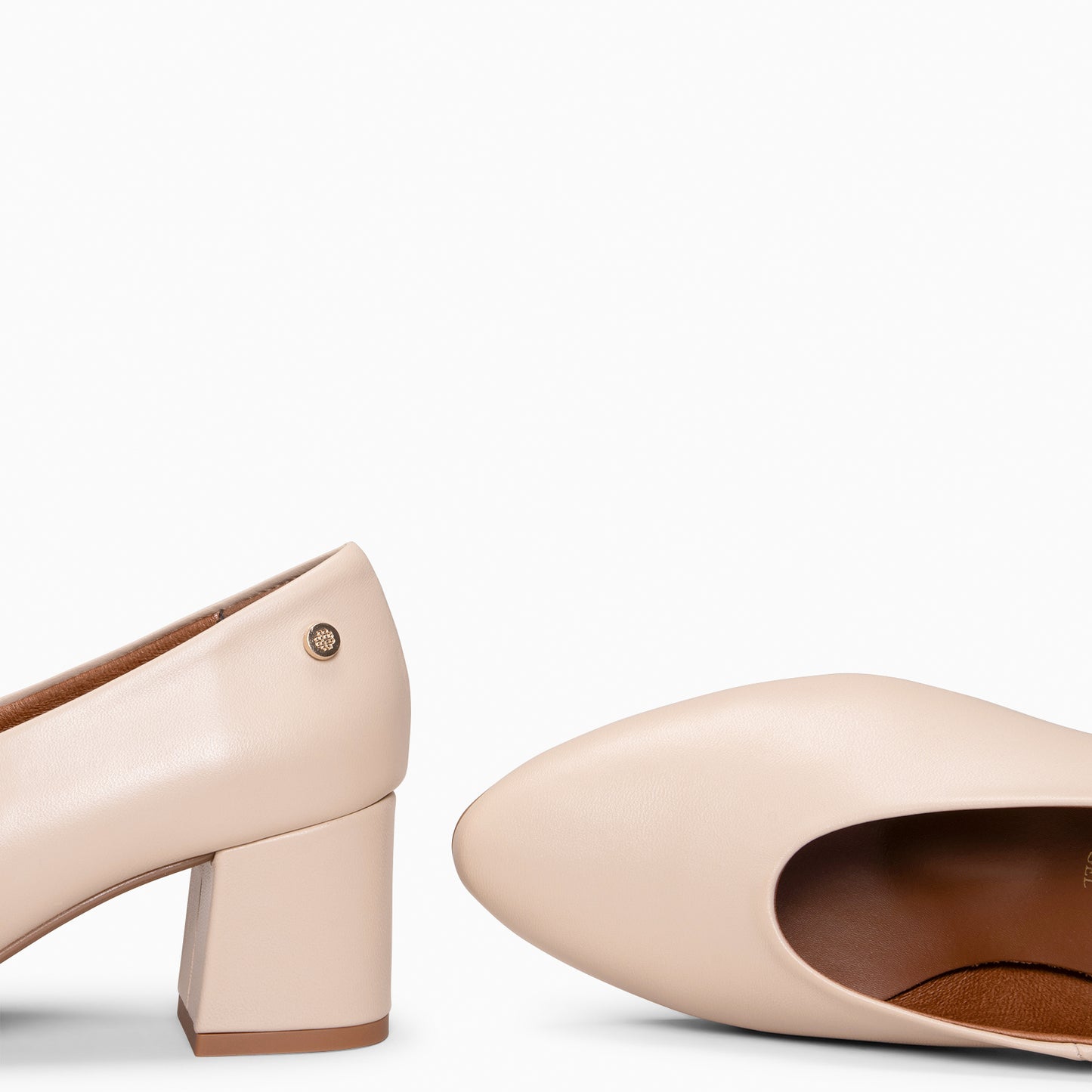 URBAN STYLE NAPA – Zapato de tacón ancho en piel BEIGE