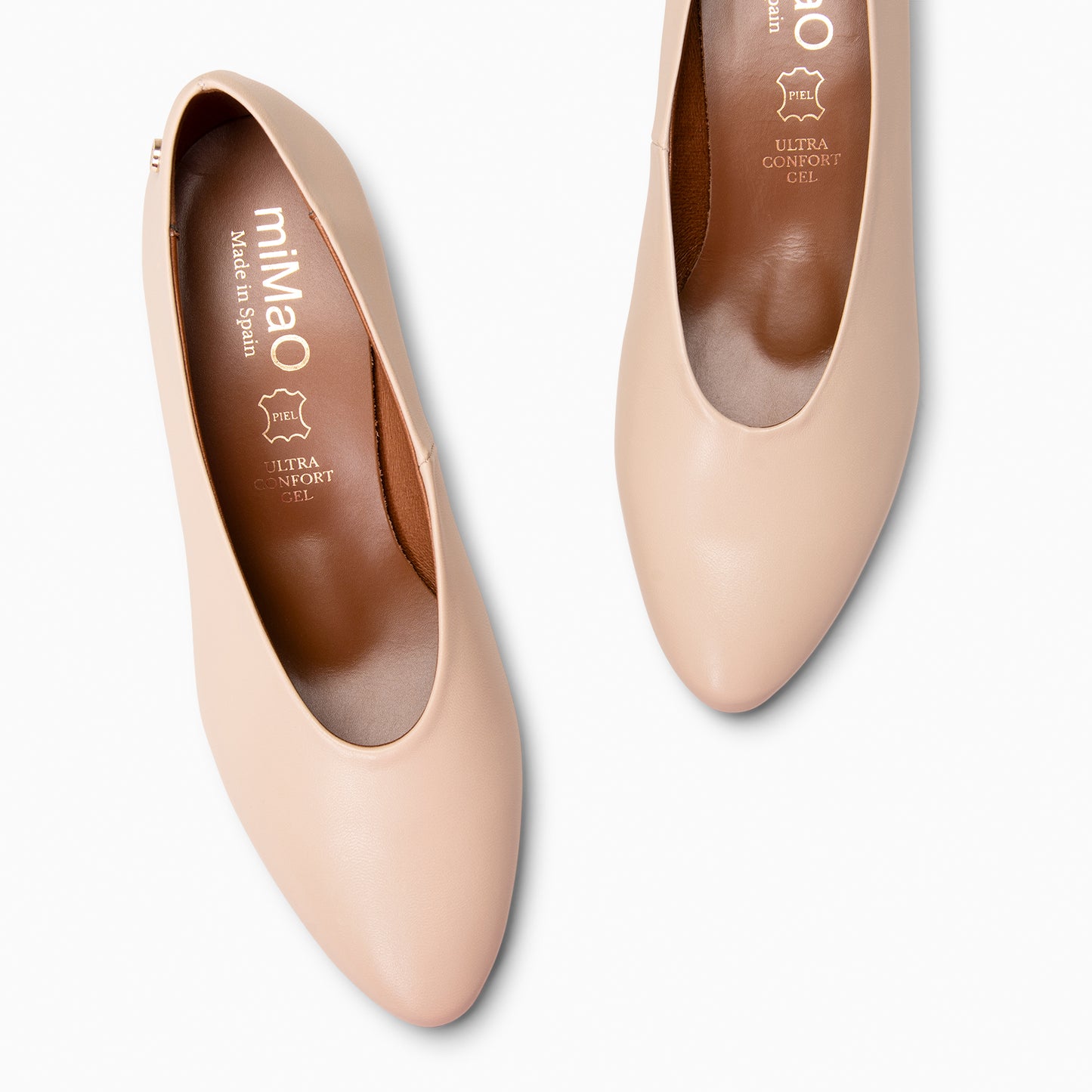 URBAN STYLE NAPA – Zapato de tacón ancho en piel BEIGE