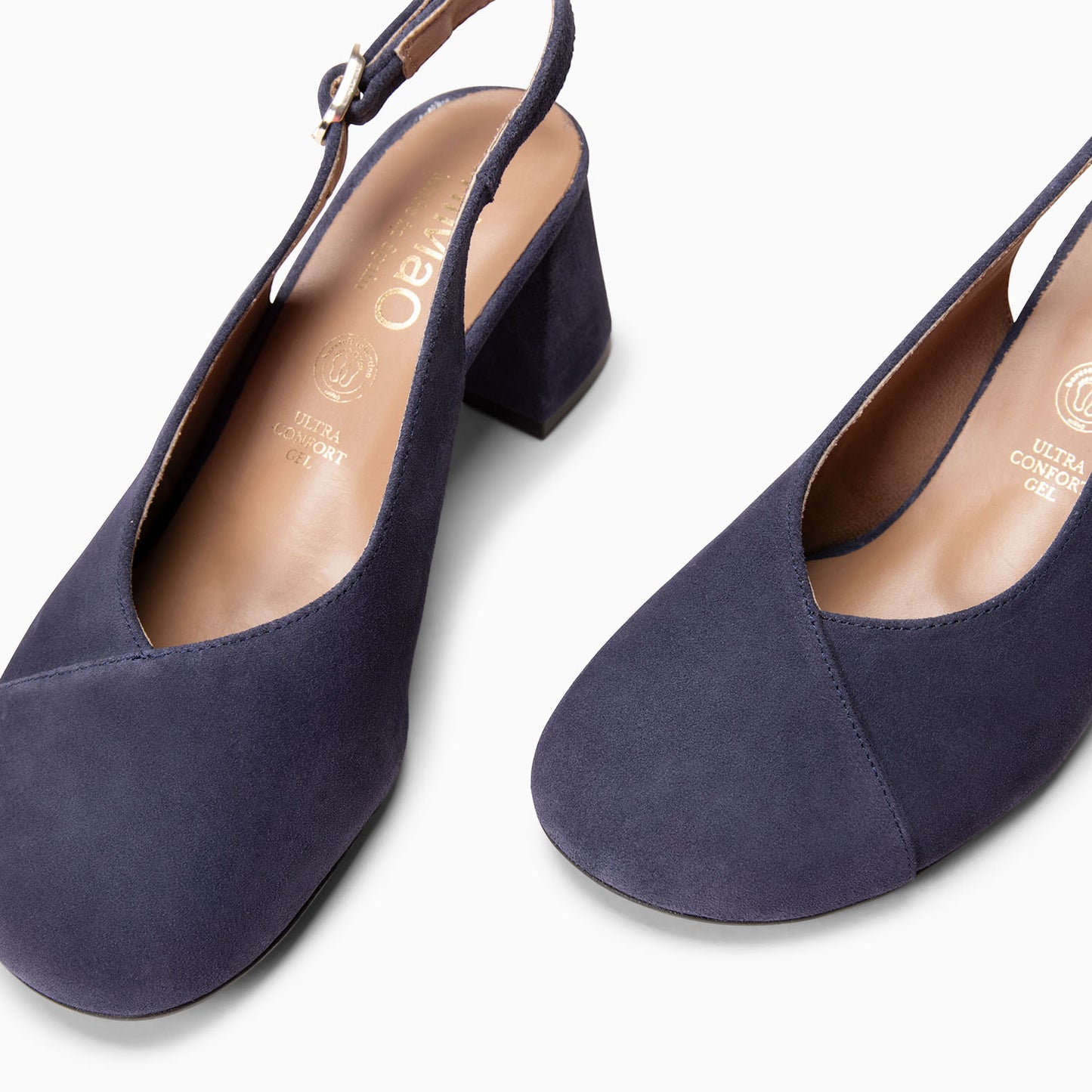 VEGA – Zapato de tacón ancho destalonado estilo barefoot MARINO