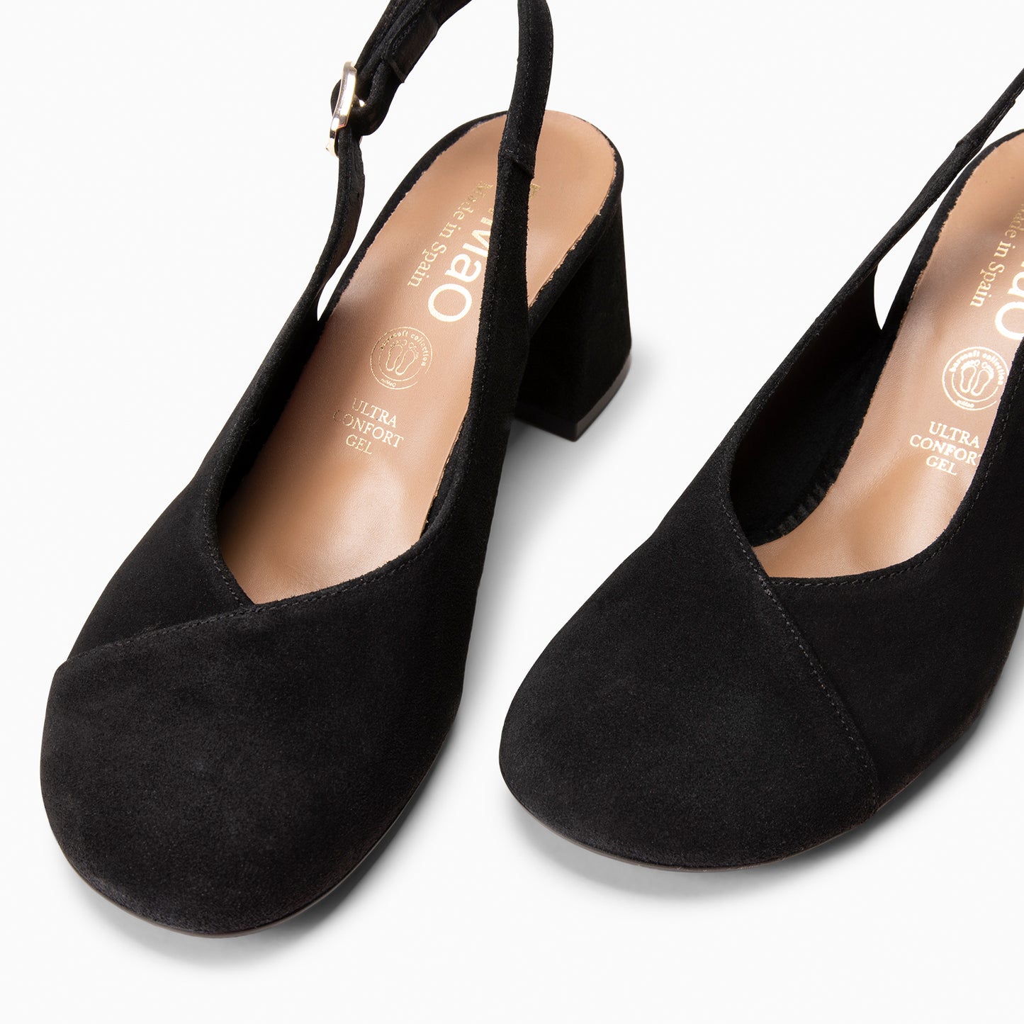 VEGA – Zapato de tacón ancho destalonado estilo barefoot NEGRO