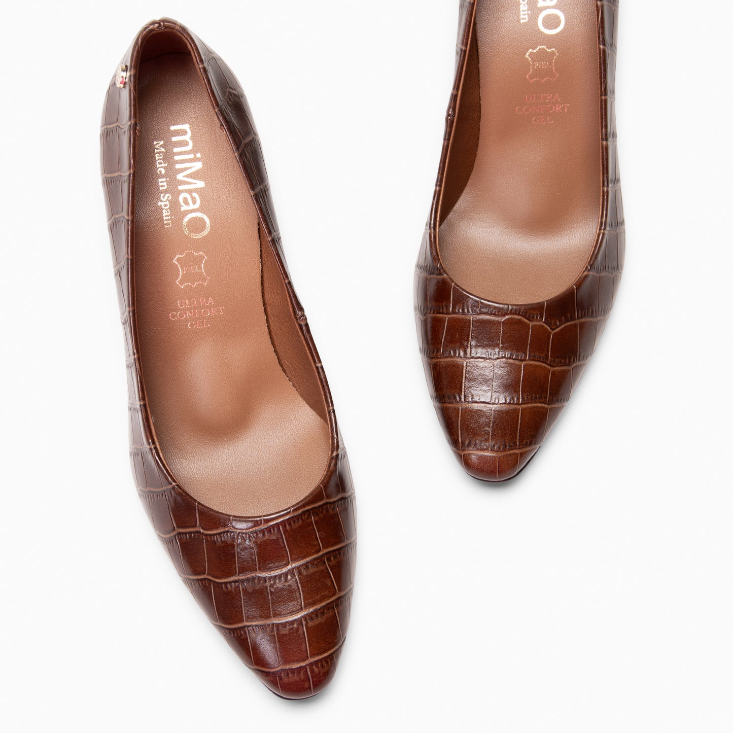 SABELA COCO – Zapato de tacón medio en piel MARRON