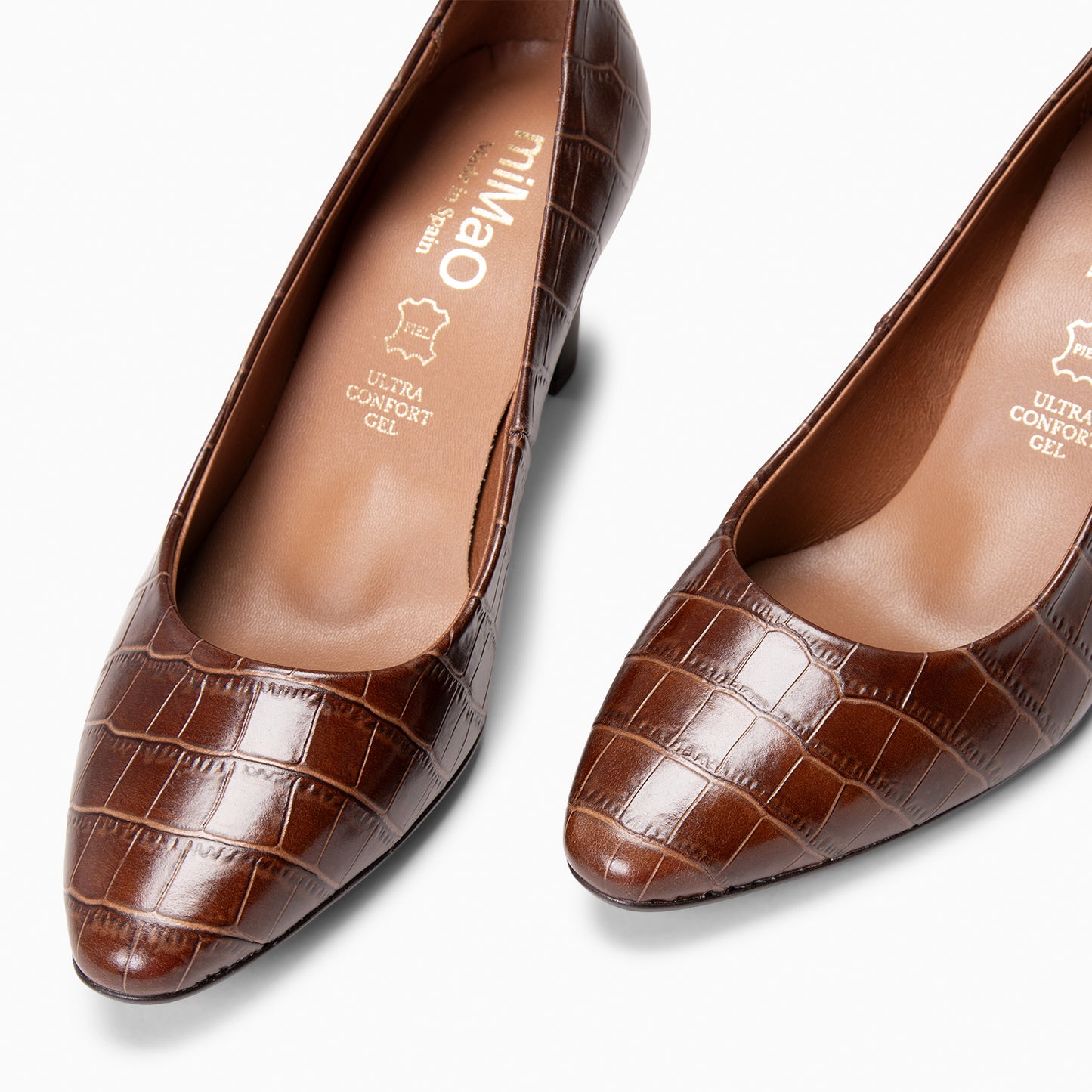 SABELA COCO – Zapato de tacón medio en piel MARRON