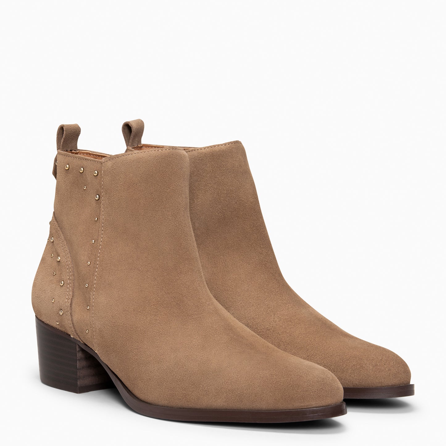 DUSTY– botines de serraje con tachas TAUPE