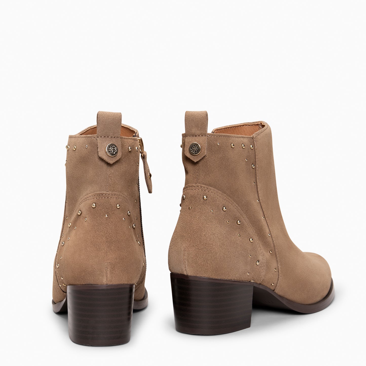 DUSTY– botines de serraje con tachas TAUPE
