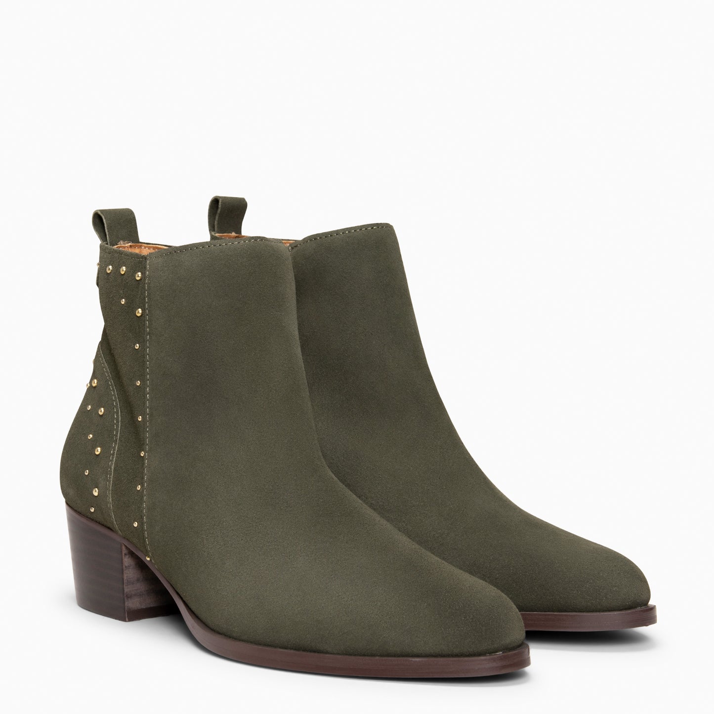 DUSTY– botines de serraje con tachas VERDE