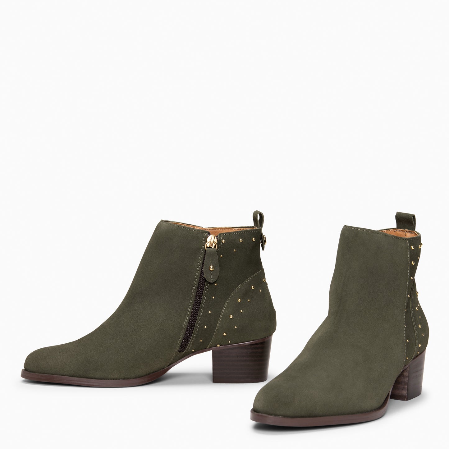 DUSTY– botines de serraje con tachas VERDE